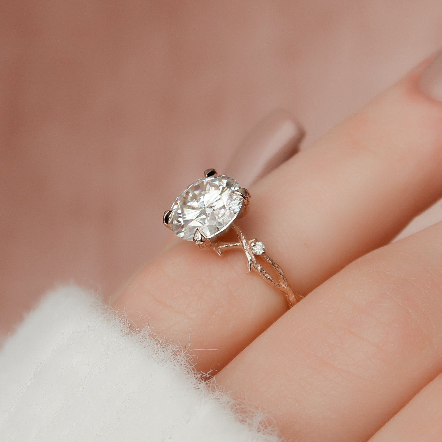 2.50CT Twig Round Moissanite Nature Inspired Branch Diamond Engagement Ring