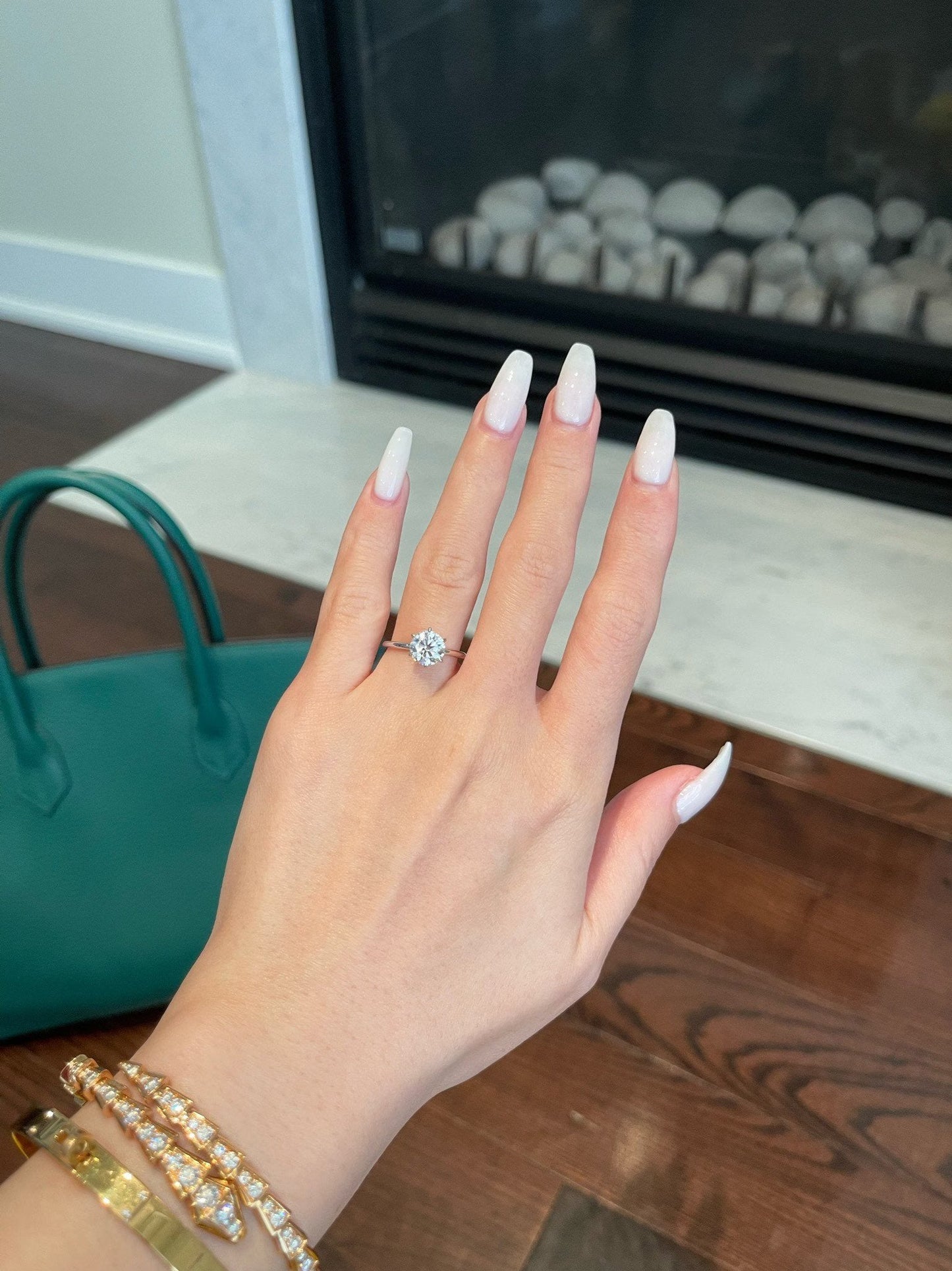 1.0ct Round Cut Solitaire Moissanite Diamond Four Prong Engagement Ring