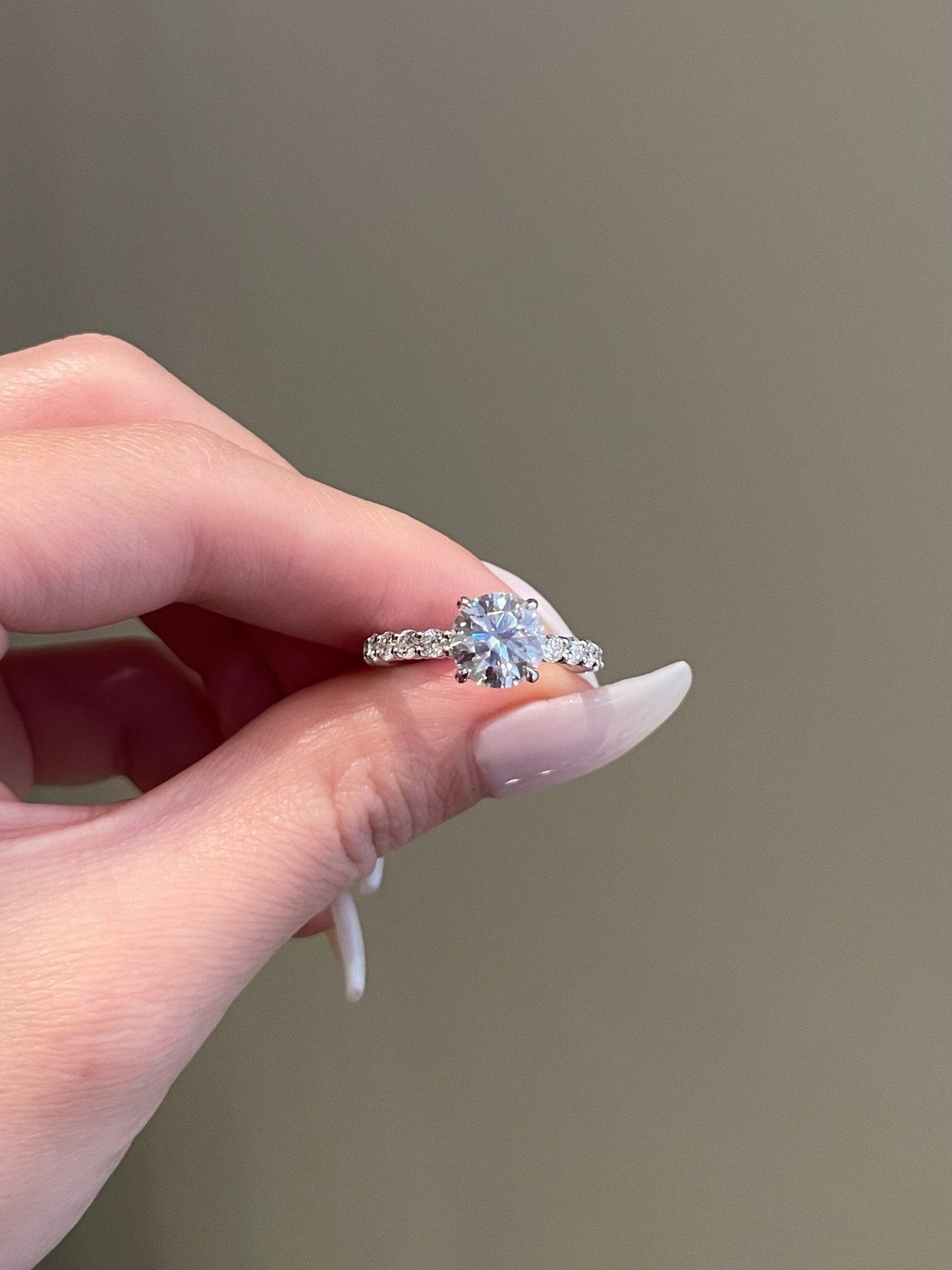 2.0ct Round Cut Moissanite Diamond Four Prong Engagement Ring