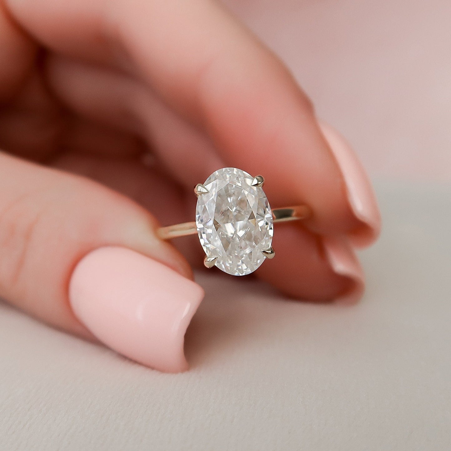 3.0CT Oval Cut Hidden Halo Moissanite Engagement Ring