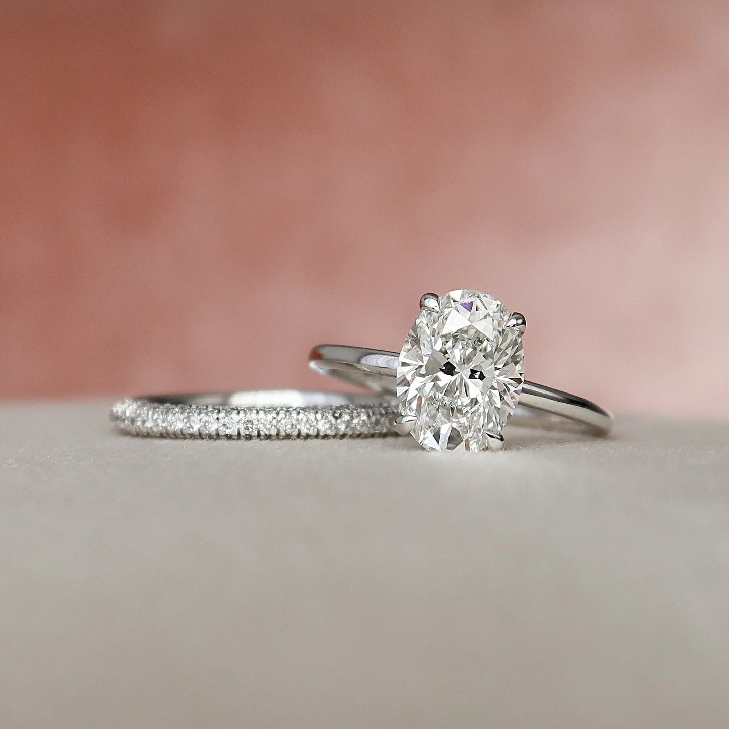 2.0CT Oval Cut Moissanite Diamond Halo Bridal Engagement Ring Set