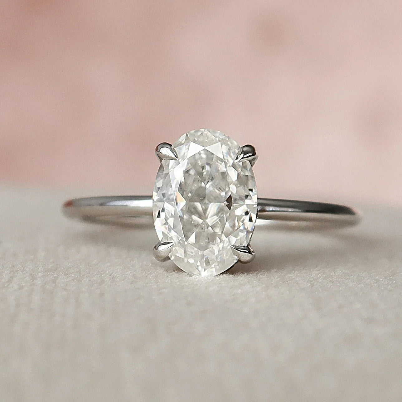 1.50CT Oval Cut Moissanite Solitaire Halo Bridal Engagement Ring Set