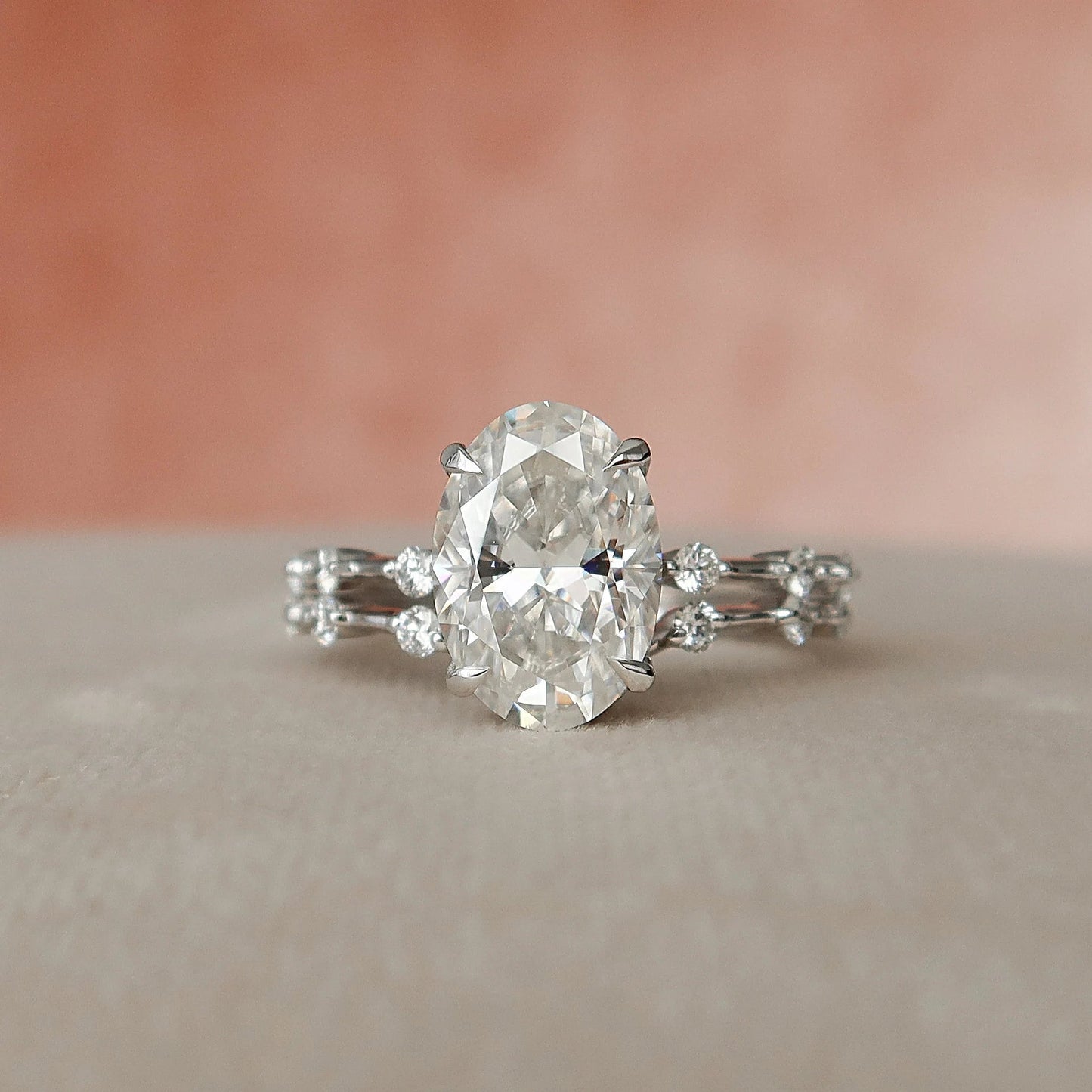 3.0CT Oval Cut Moissanite Eternity Bridal Engagement Ring Set