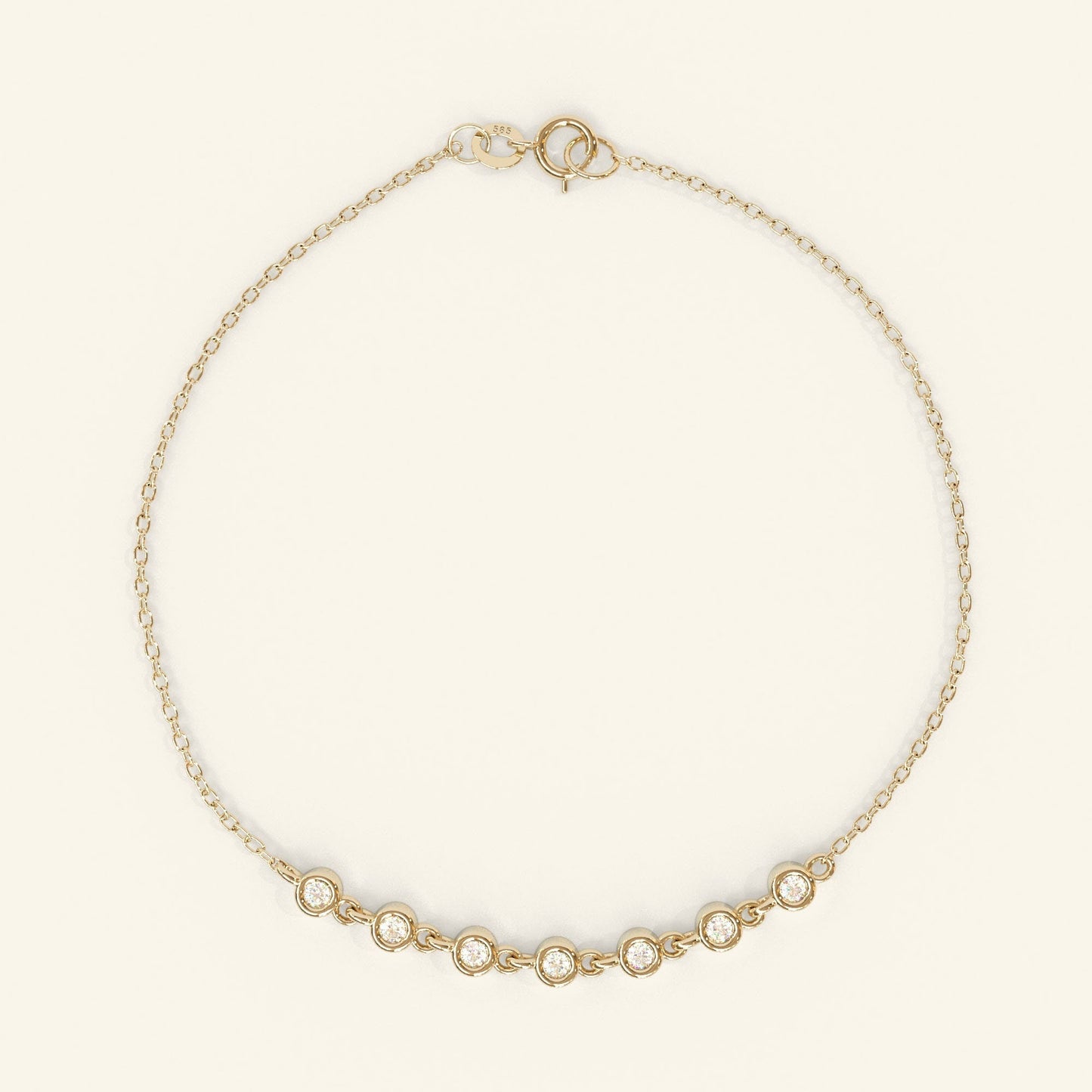 Round Cut Moissanite Diamond Bezel Setting Bracelet for Women