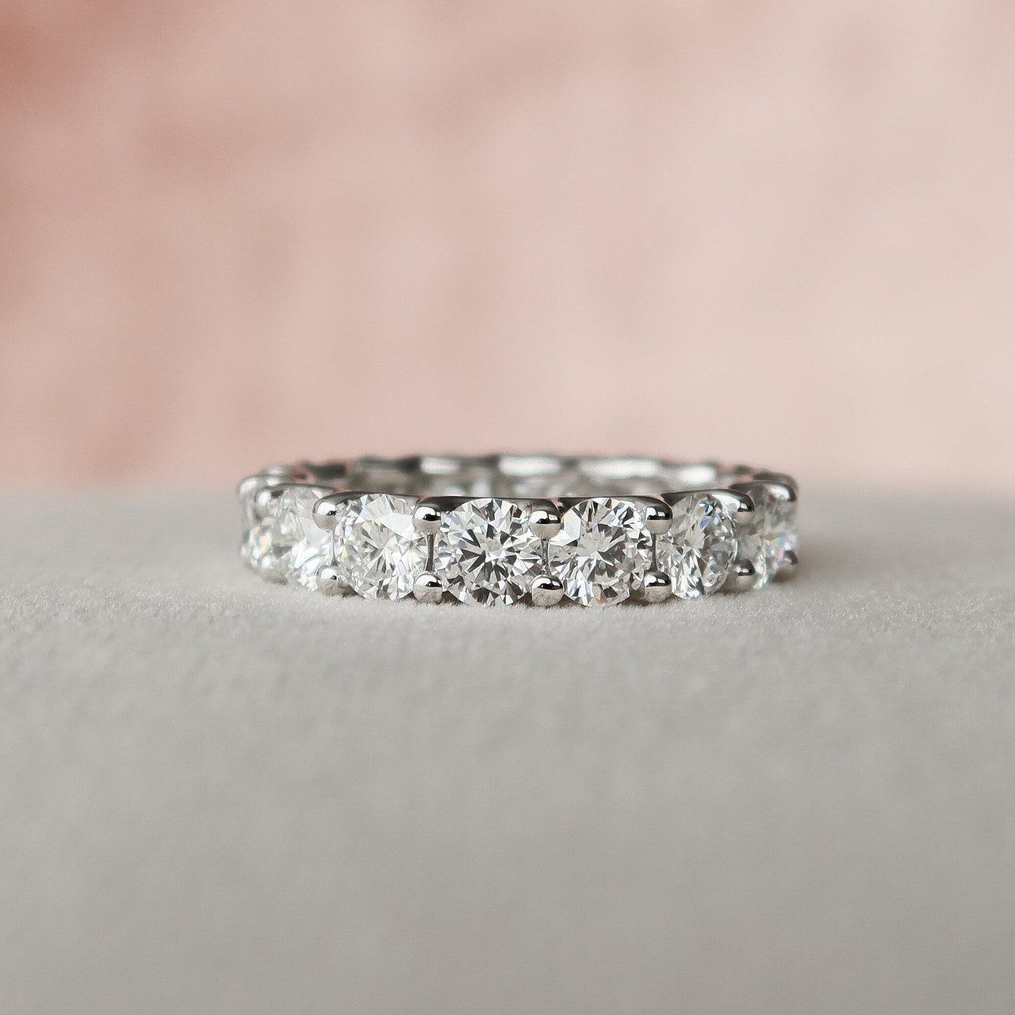 3.0CT Oval Cut Moissanite Halo Full Eternity Bridal Engagement Ring Set