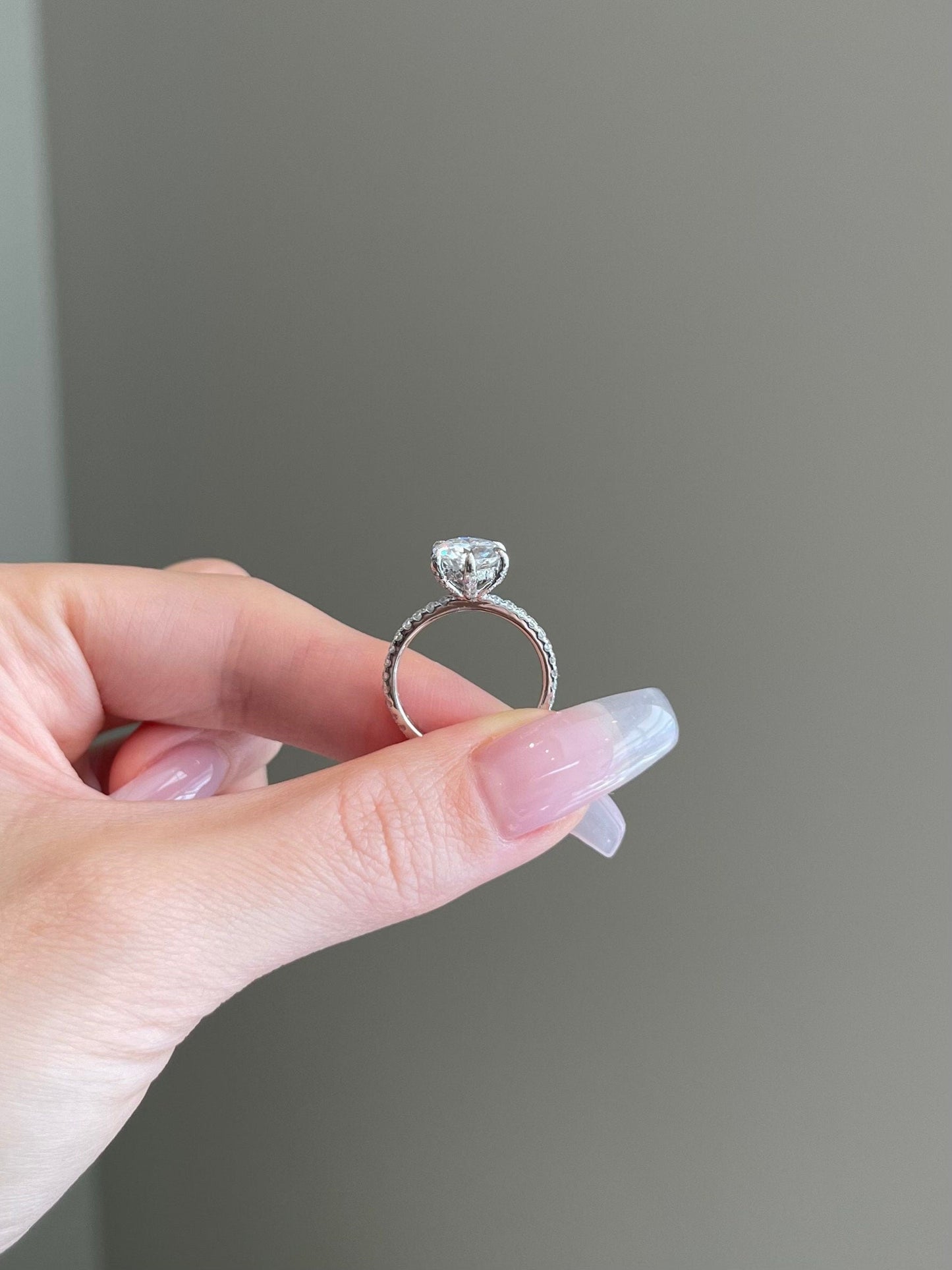 2.0ct Round Cut Hidden Halo Moissanite Pave Diamond Engagement Ring