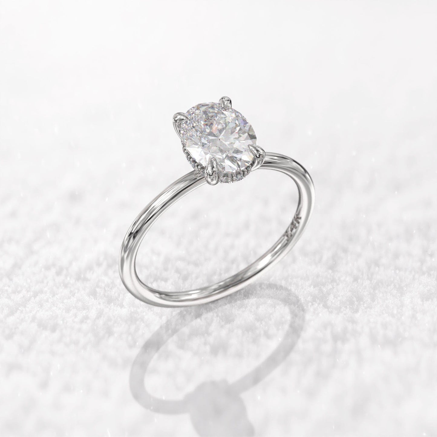 1.0 CT Oval Cut Moissanite Solitaire Diamond Engagement Ring