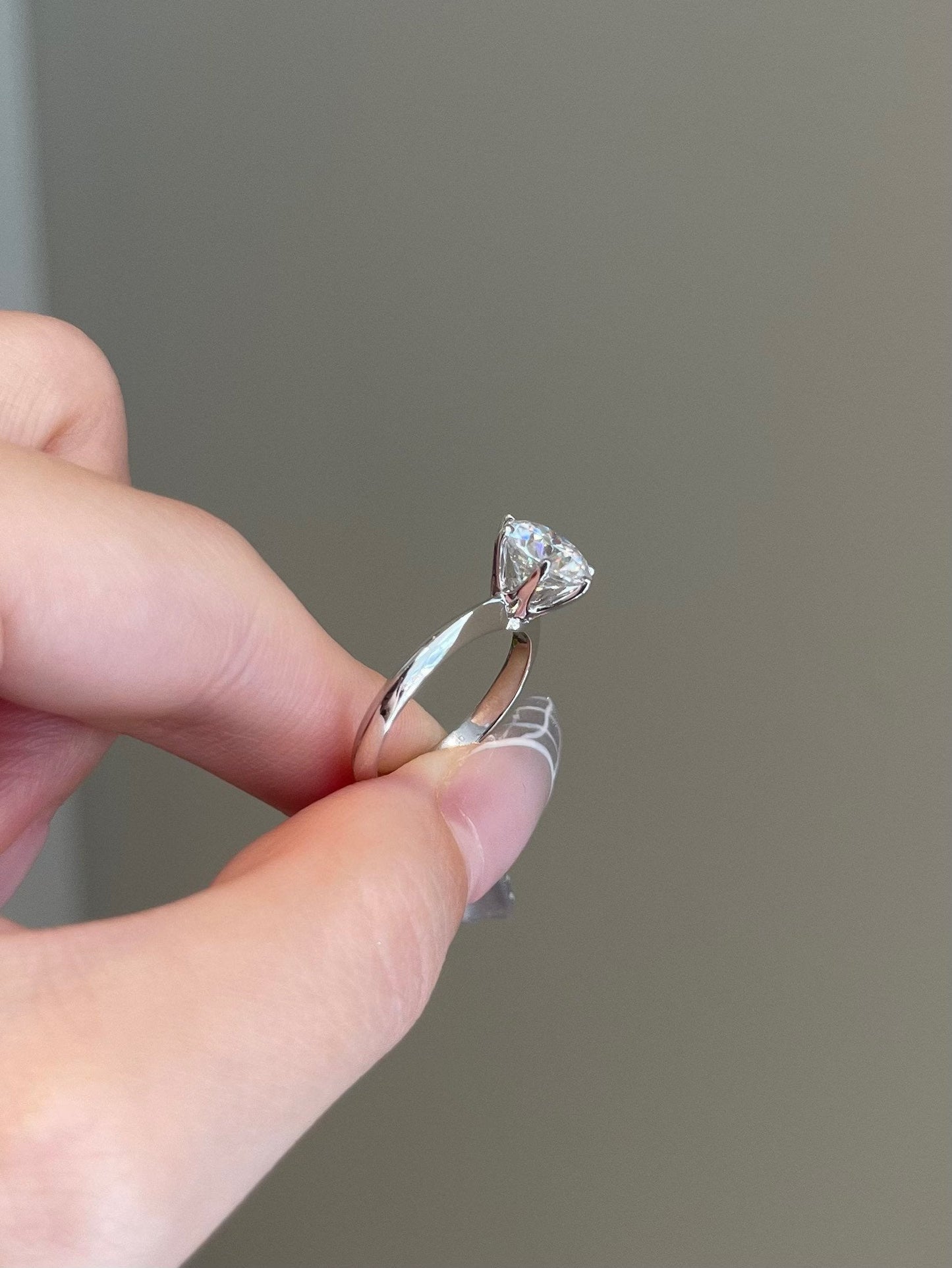 2.0ct Round Cut Solitaire Moissanite Diamond Engagement Ring