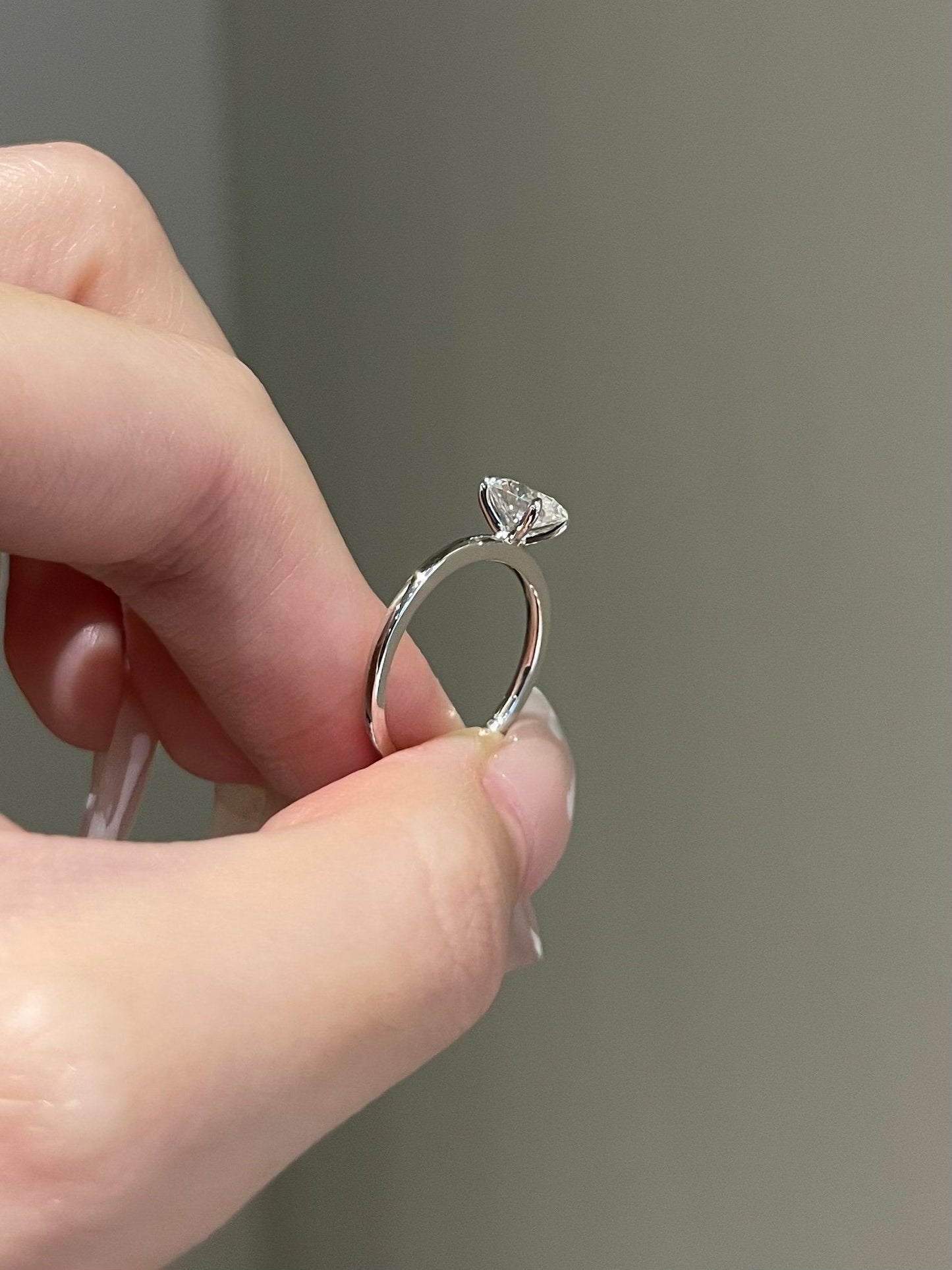 1.0ct Oval Cut Solitaire Moissanite Diamond Four Prong Engagement Ring