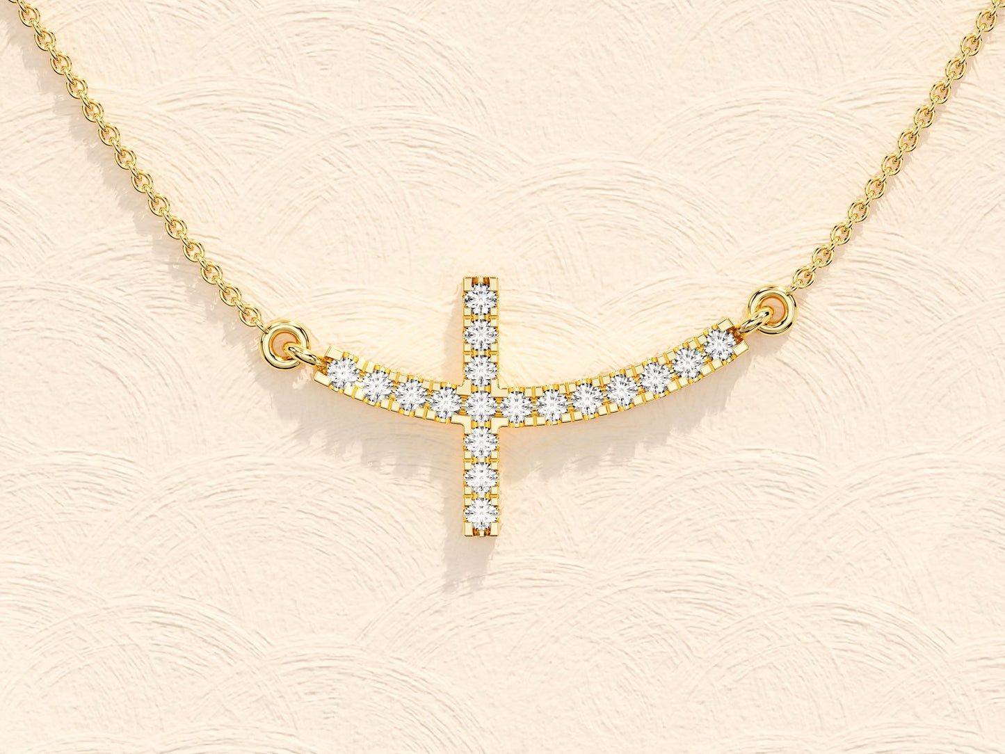 Sideways Cross Diamond Moissanite Necklace for Women