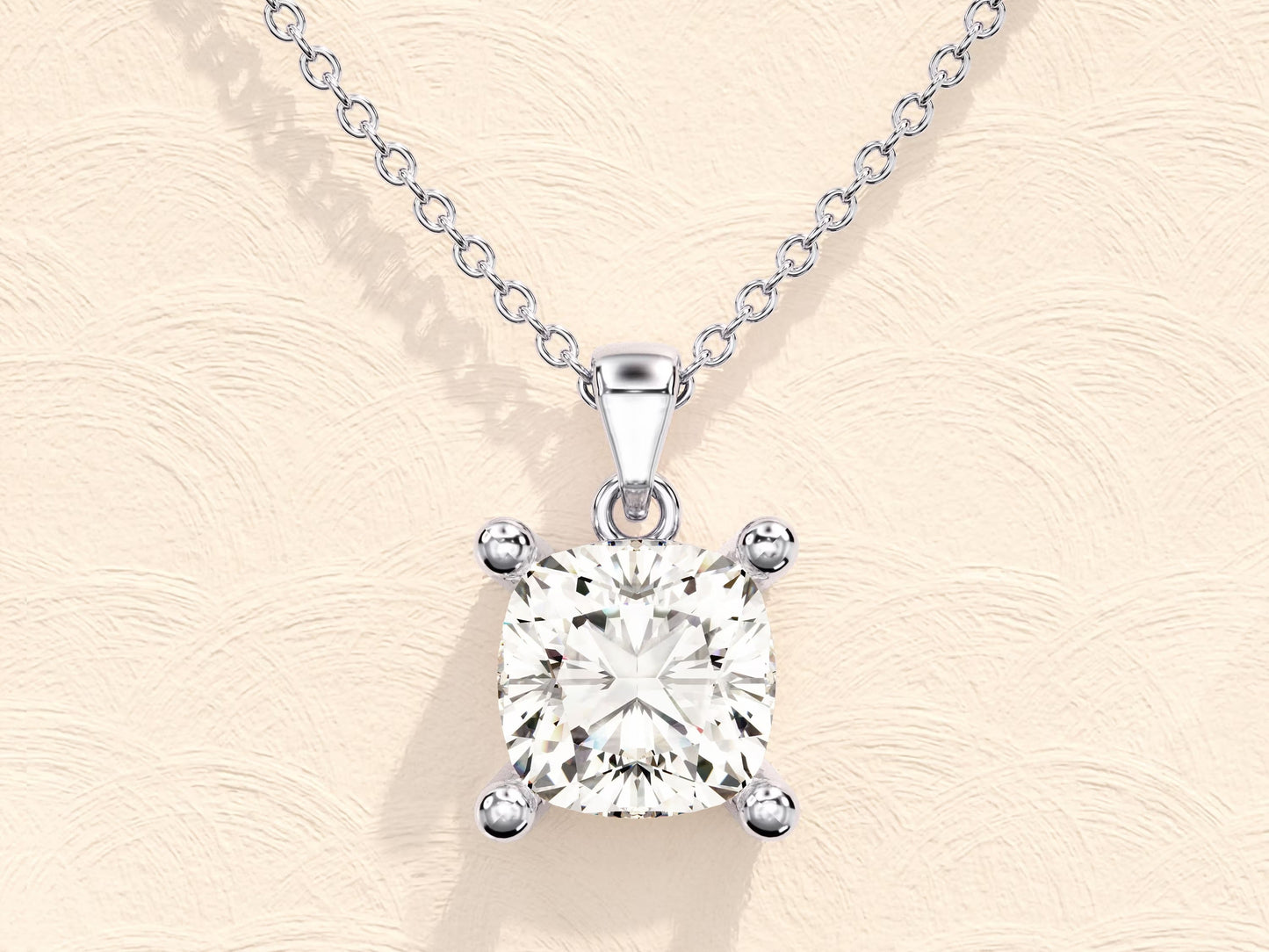 Cushion Cut Moissanite Diamond Pendant Necklaces