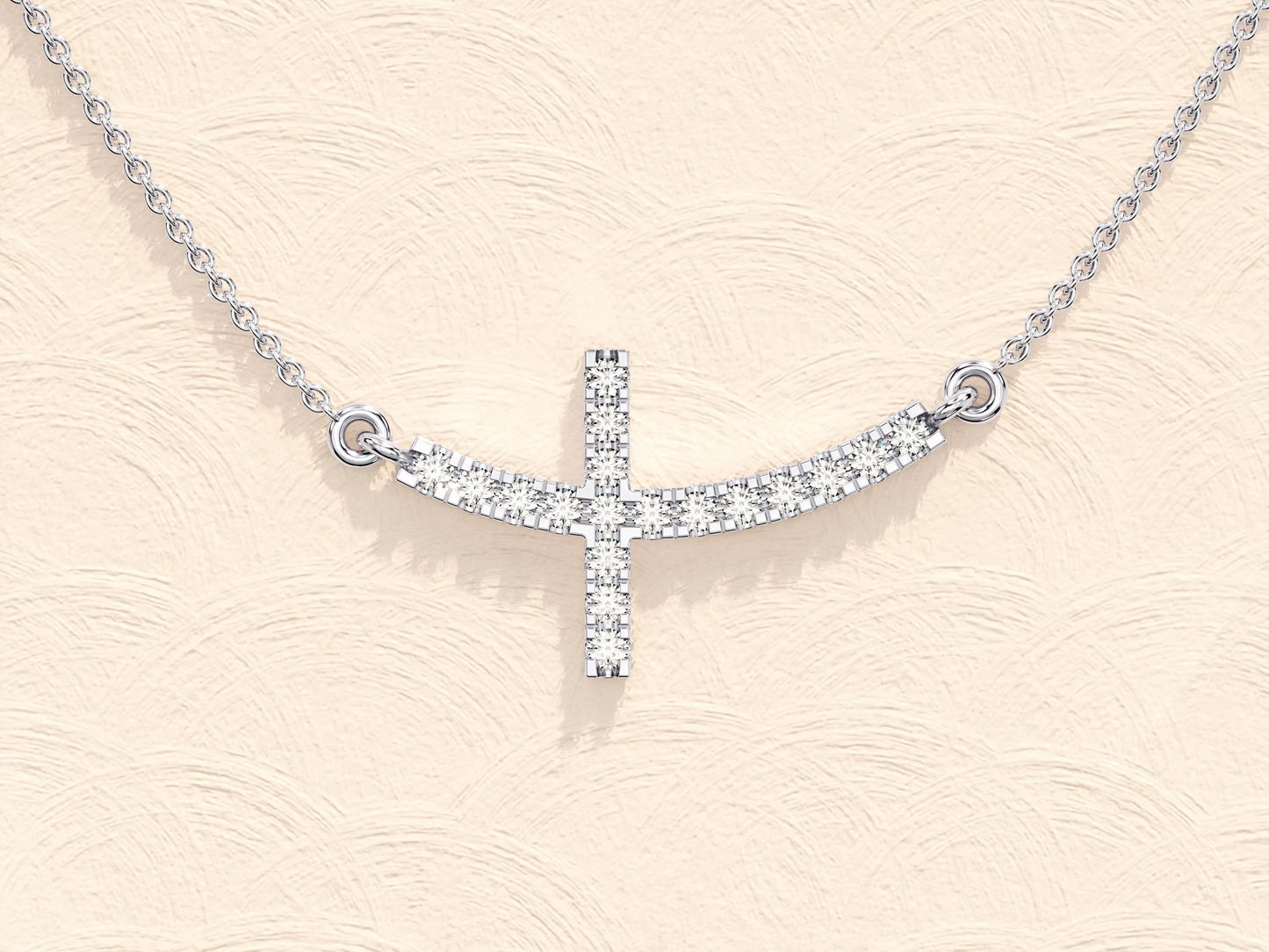 Sideways Cross Diamond Moissanite Necklace for Women