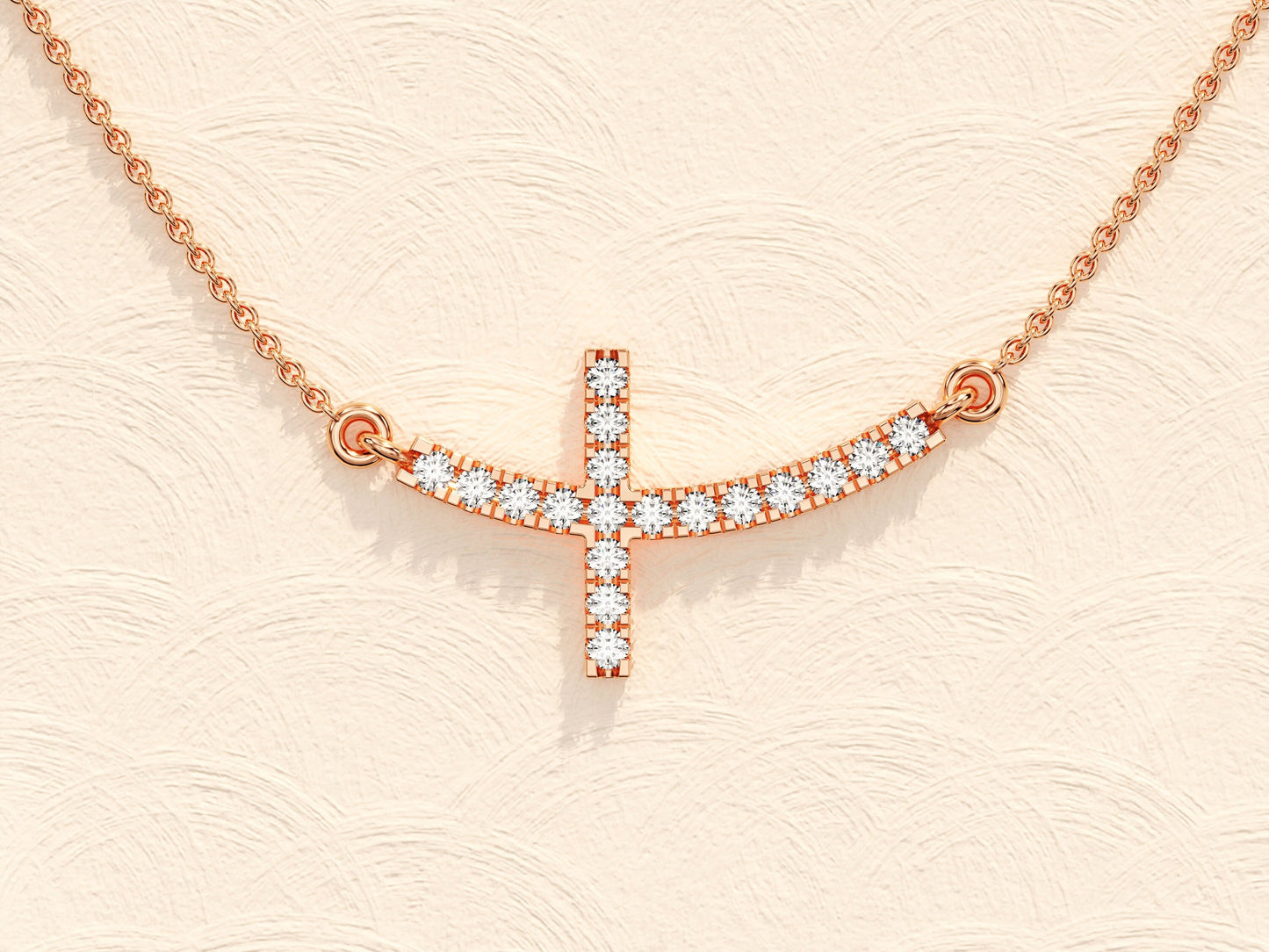 Sideways Cross Diamond Moissanite Necklace for Women