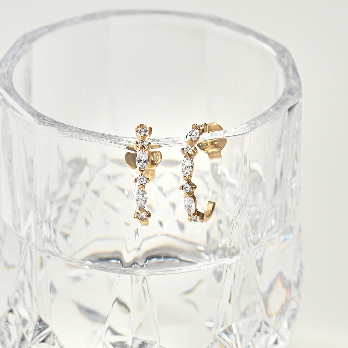 0.52CT Round & Marquise Half Hoop Moissanite Diamond Earrings For Women
