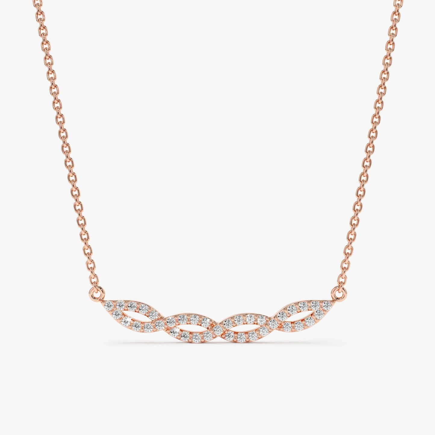 Swirl Diamond 14k Solid Gold Infinity Necklace for Her