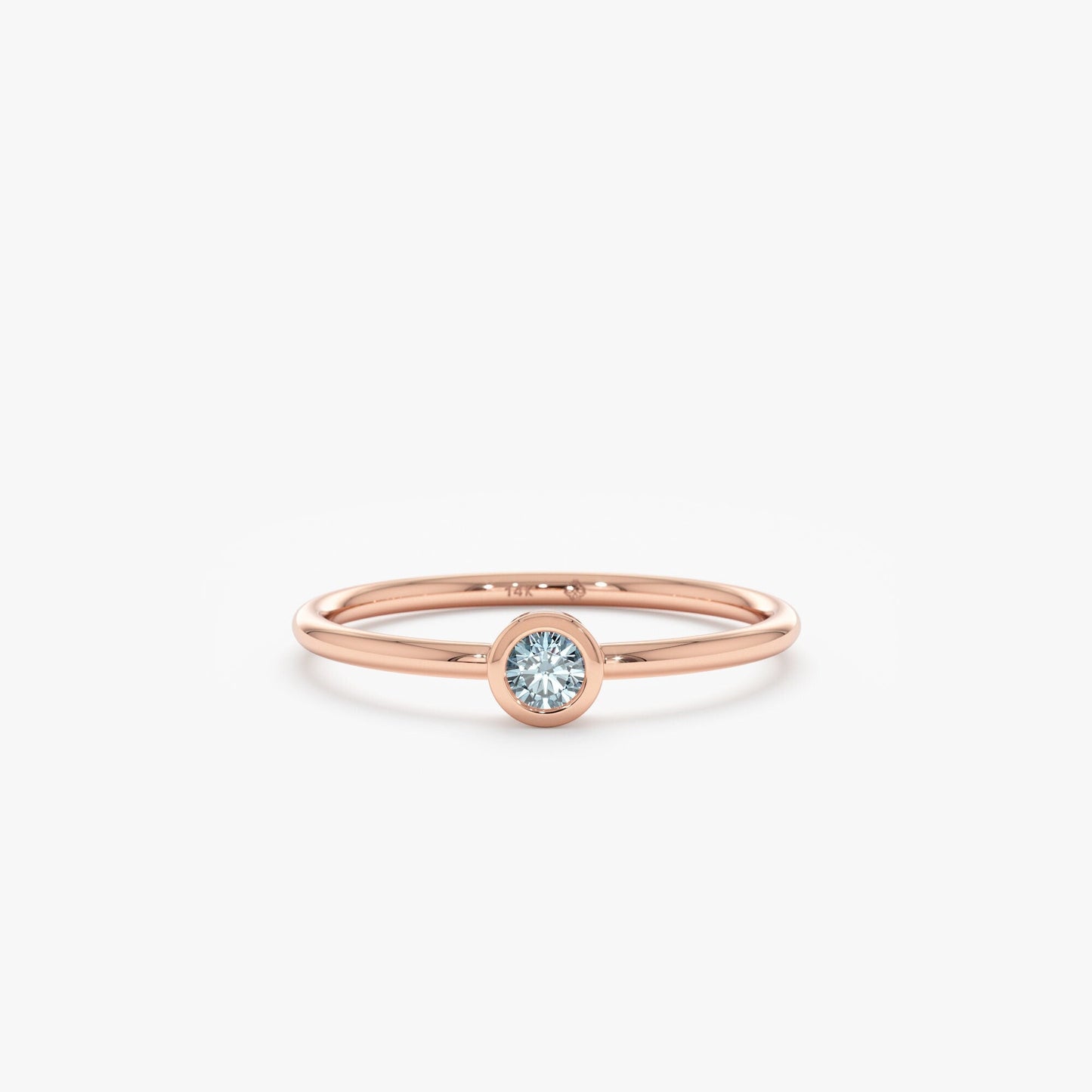 Bezel Set Round Cut Diamond Ring for Her for Birthday Gift