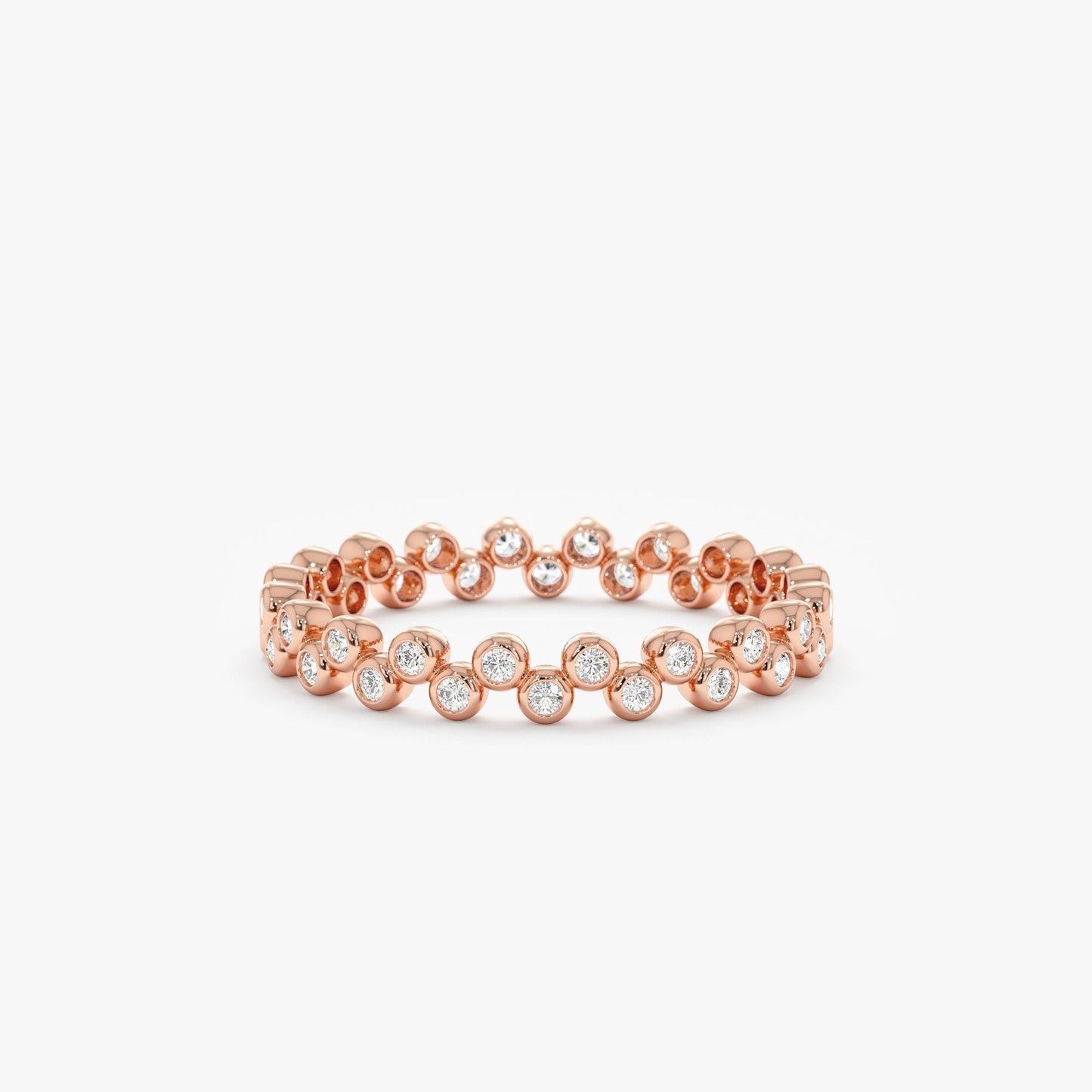 Bezel Set Round Cut Diamond Full Eternity Wedding Band for Women