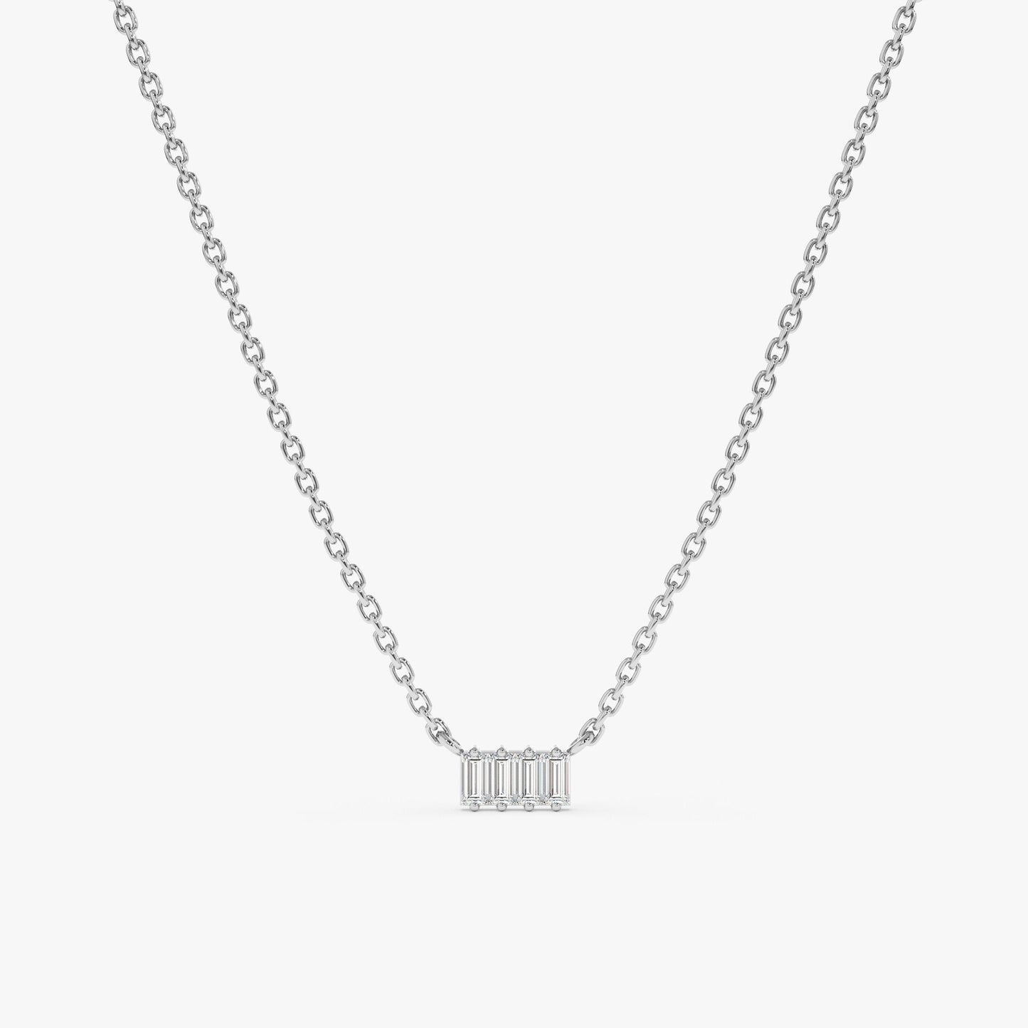 Baguette Cut Four Stone Diamond Necklace for Women