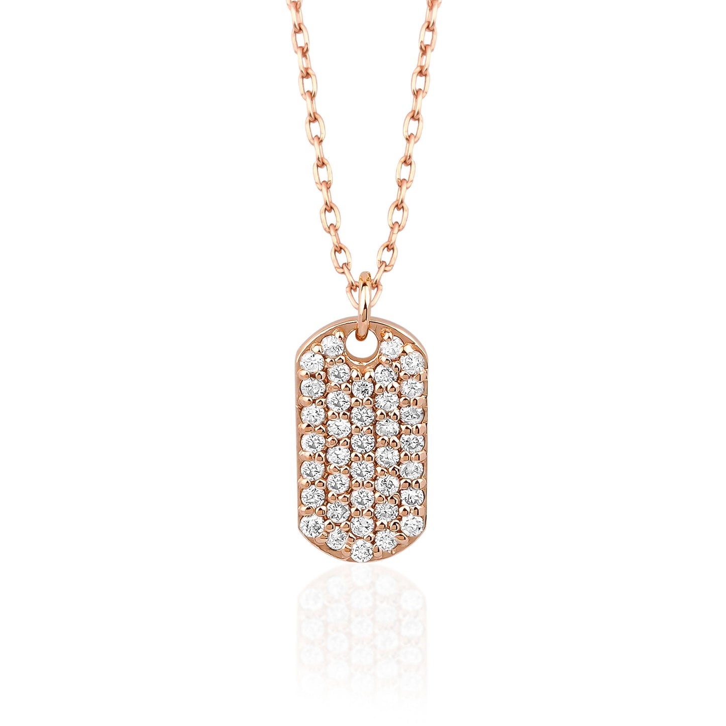Genuine Diamond Dog Tag Moissanite Diamond Necklace for Women