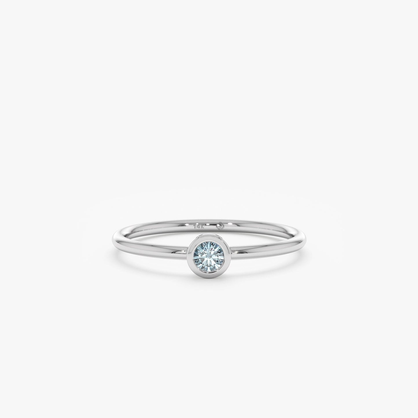 Bezel Set Round Cut Diamond Ring for Her for Birthday Gift