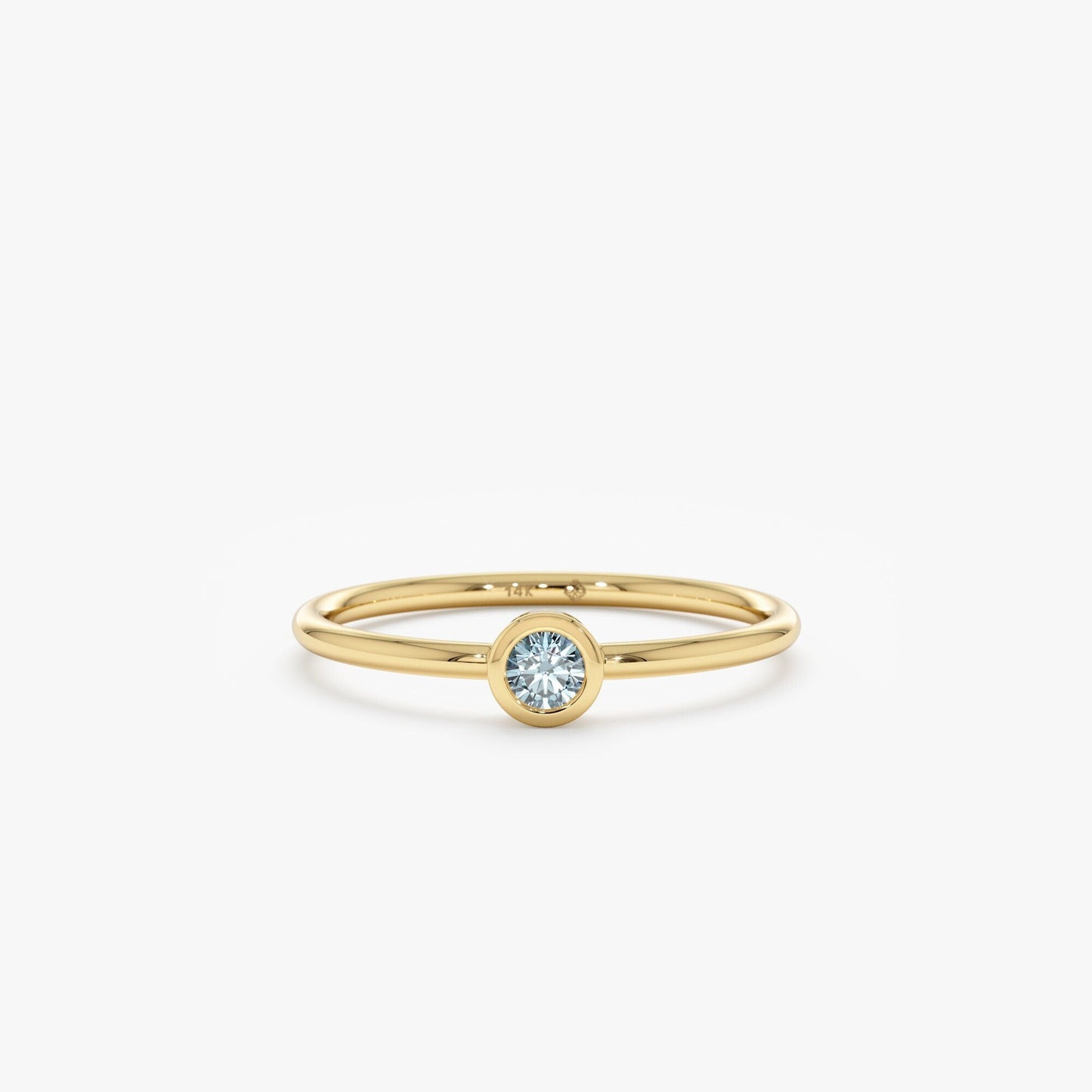 Bezel Set Round Cut Diamond Ring for Her for Birthday Gift
