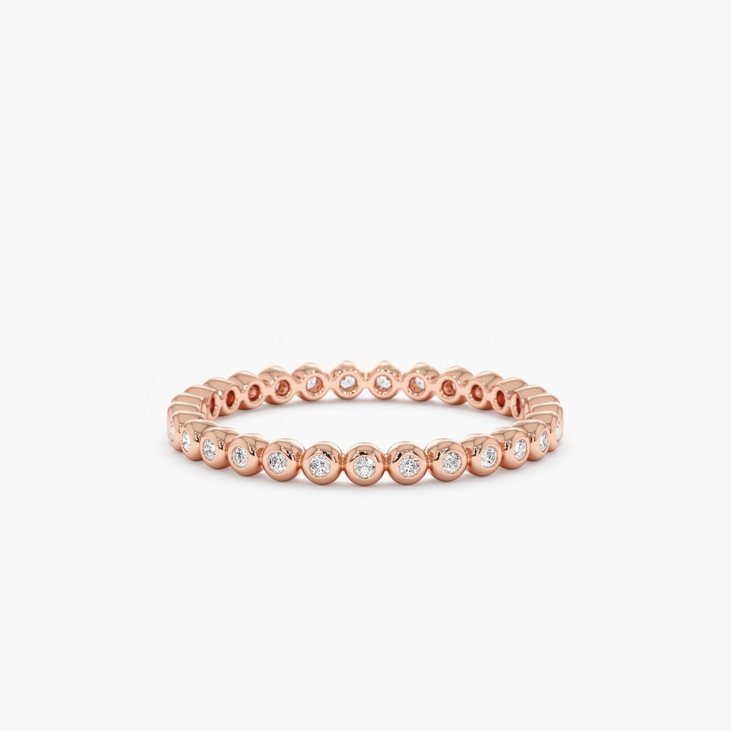 Round Cut Bezel Eternity Diamond Band Gift for Her
