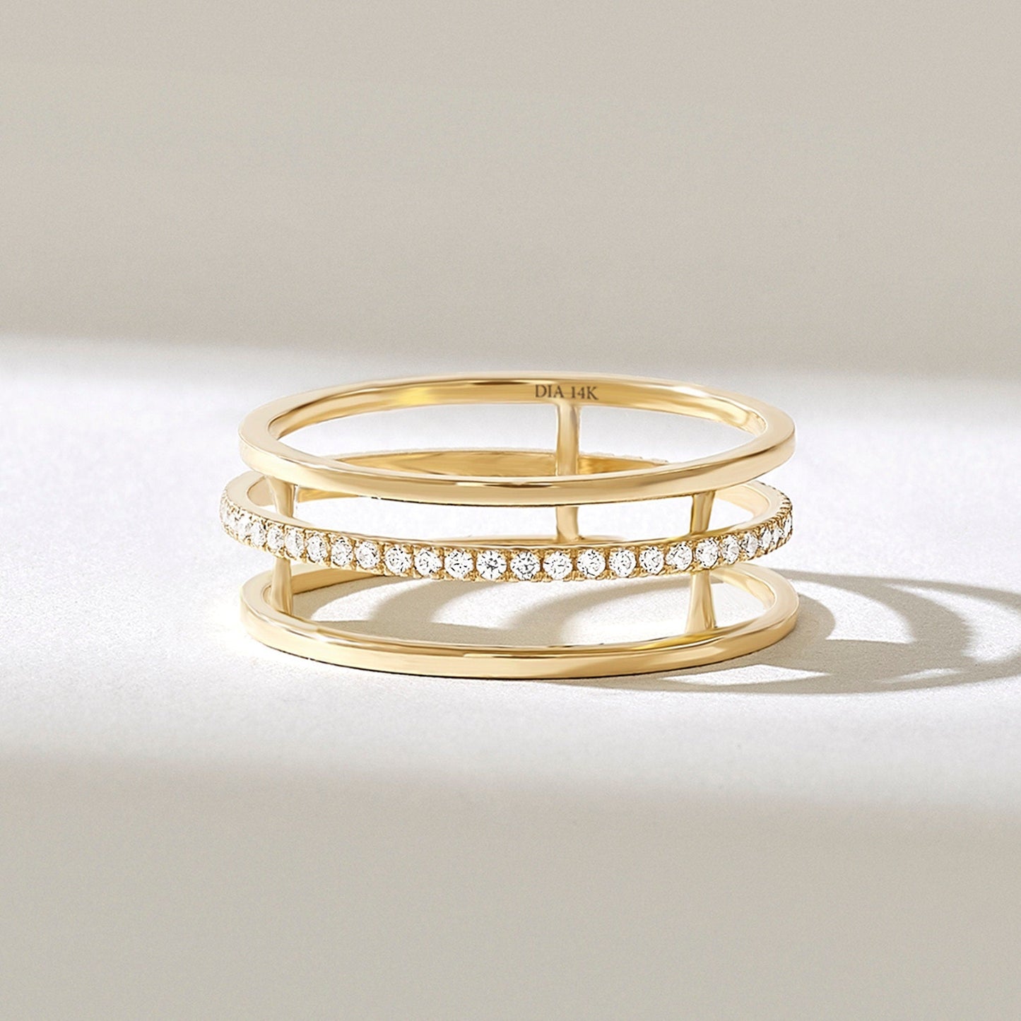 0.22CT Round Moissanite Diamond Three Row Wedding Band