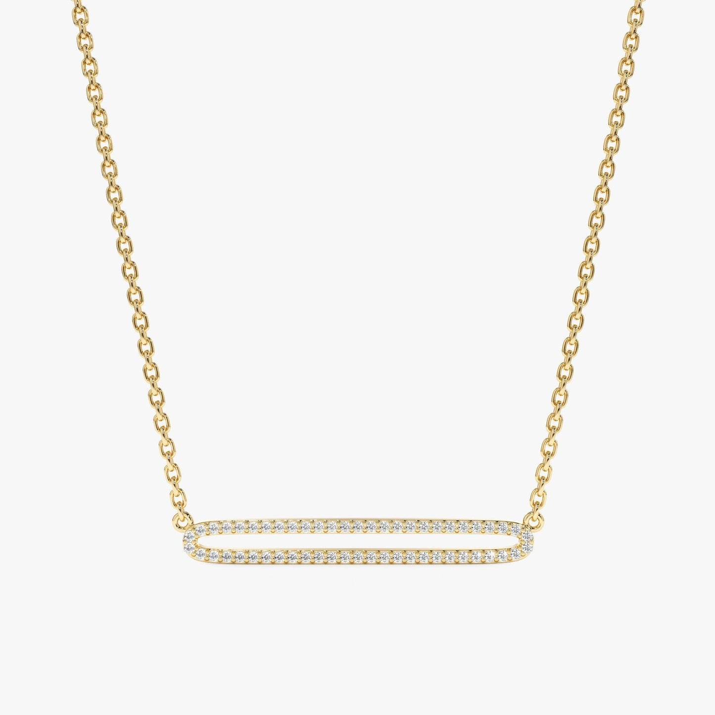 Round Cut Diamond Rectangle Shape Necklace for Her