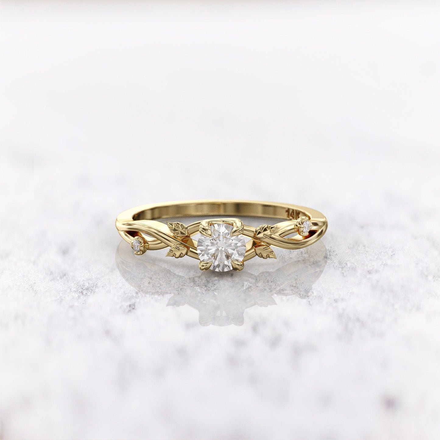 1.5 CT Round Cut Moissanite Diamond Twig Engagement Ring