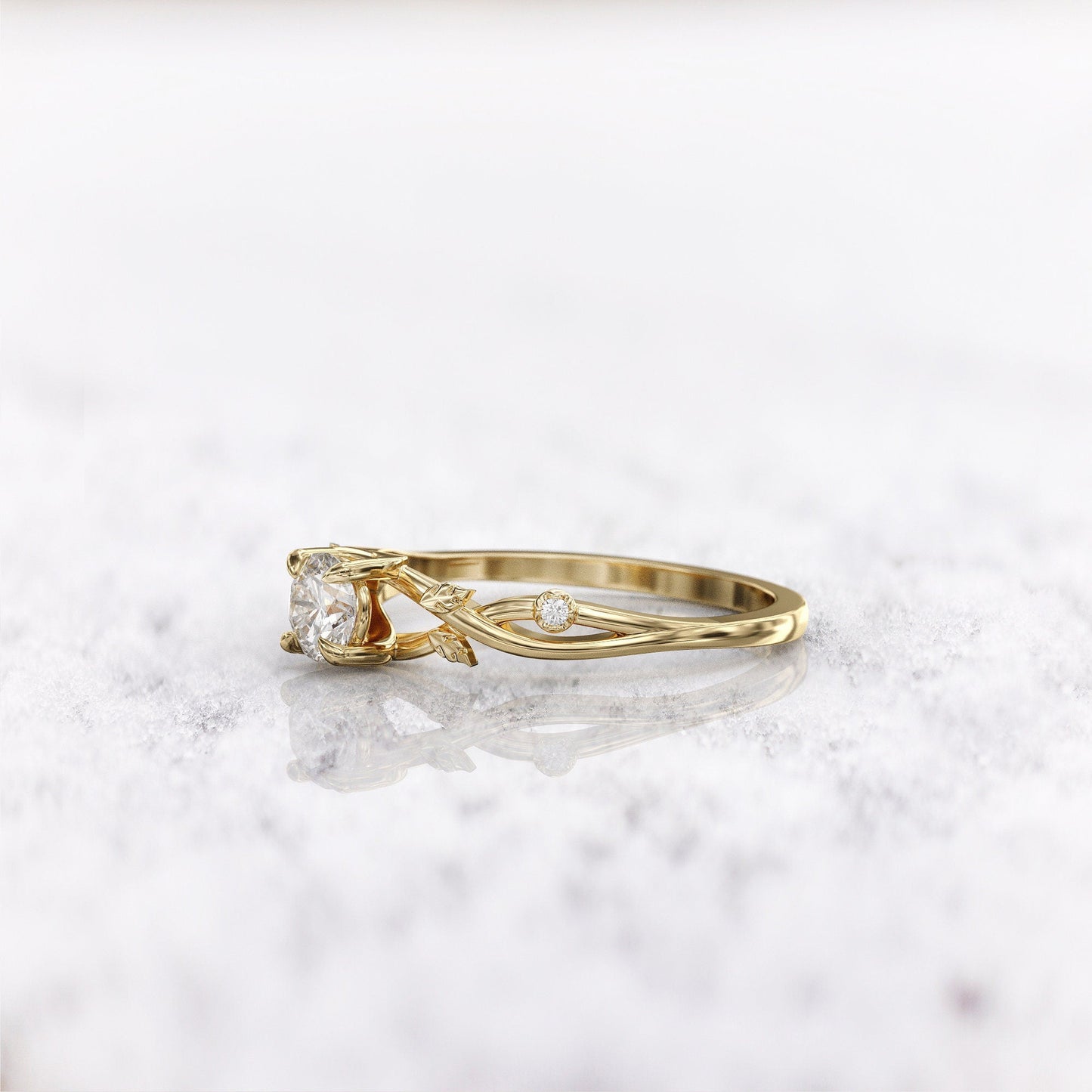 1.5 CT Round Cut Moissanite Diamond Twig Engagement Ring