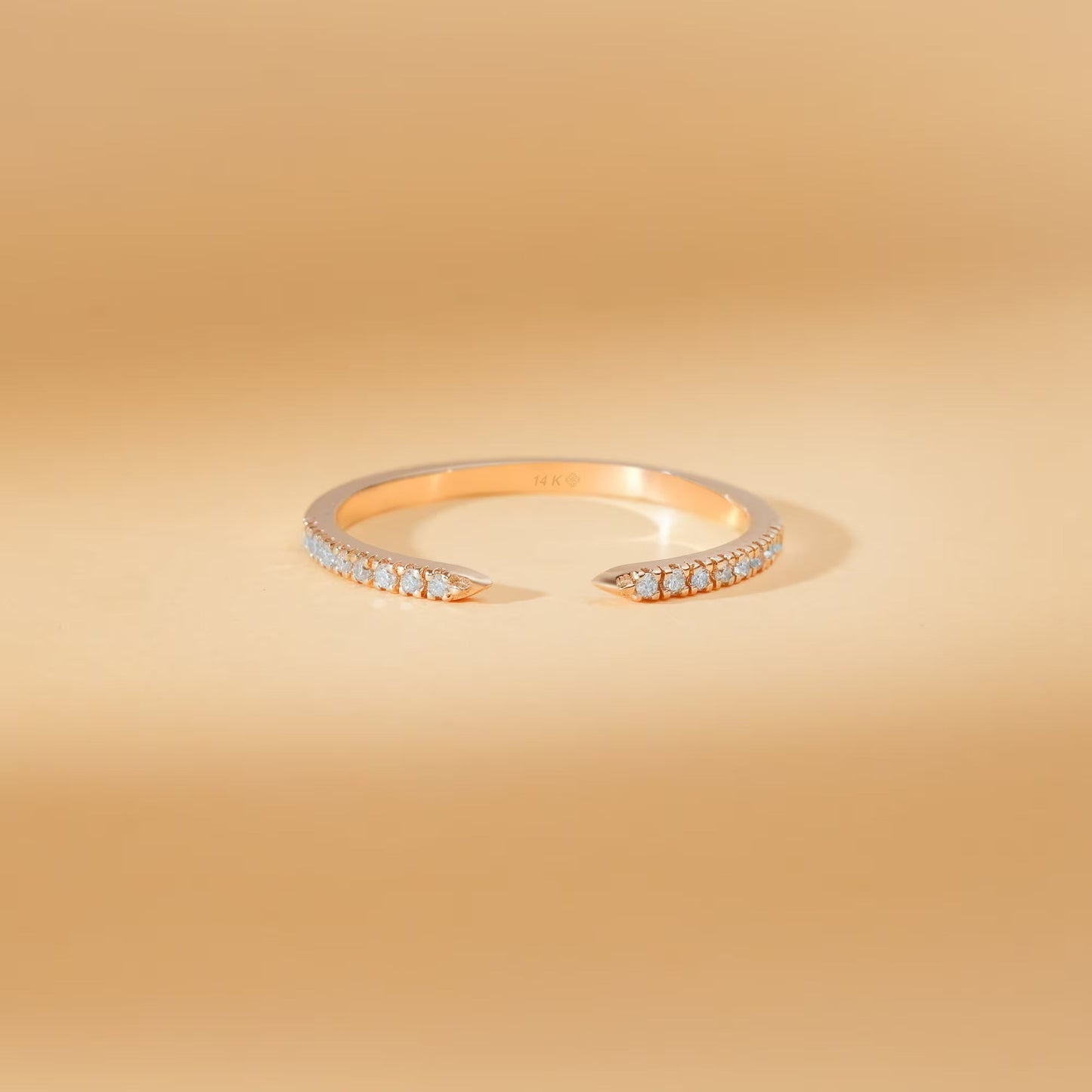 0.18CT Round Open Moissanite Diamond Wedding Band In 18K Yellow Gold