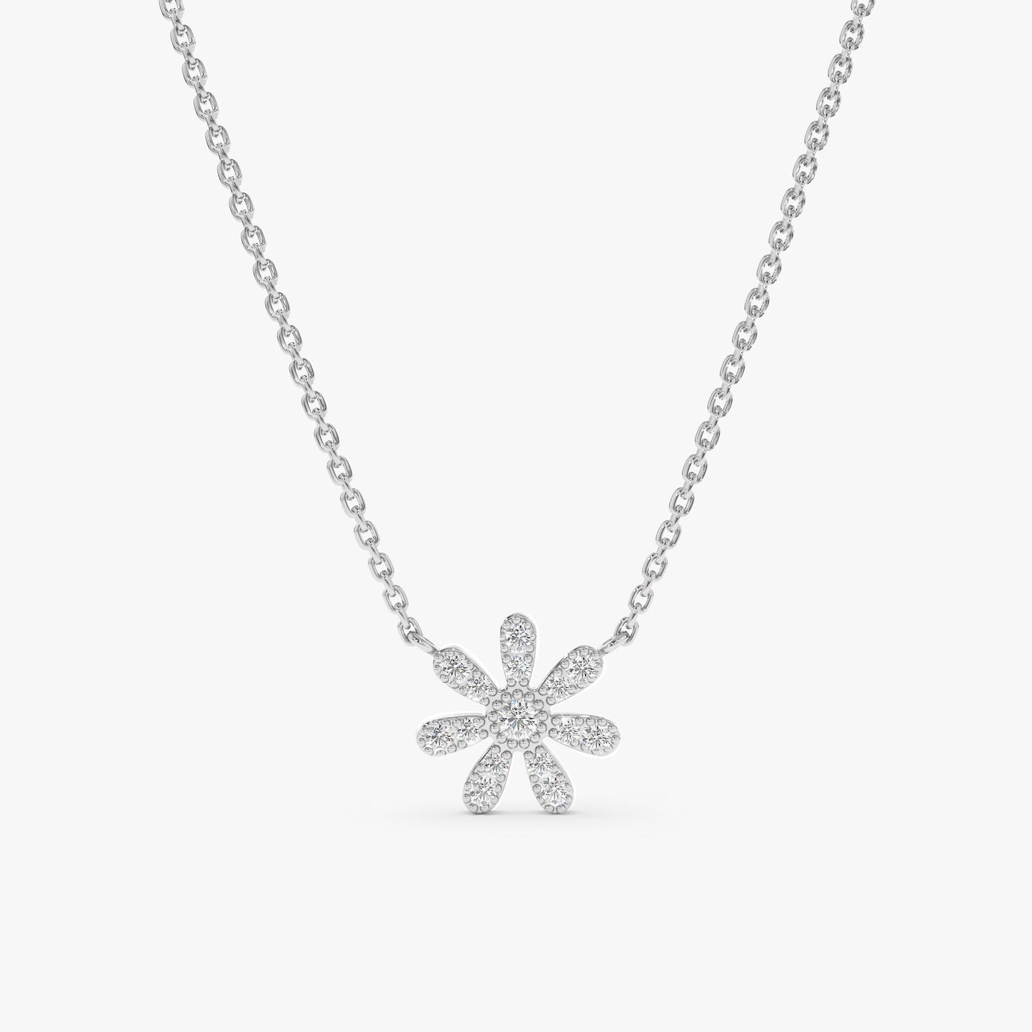 Round Cut Diamond Flower Necklace for Women