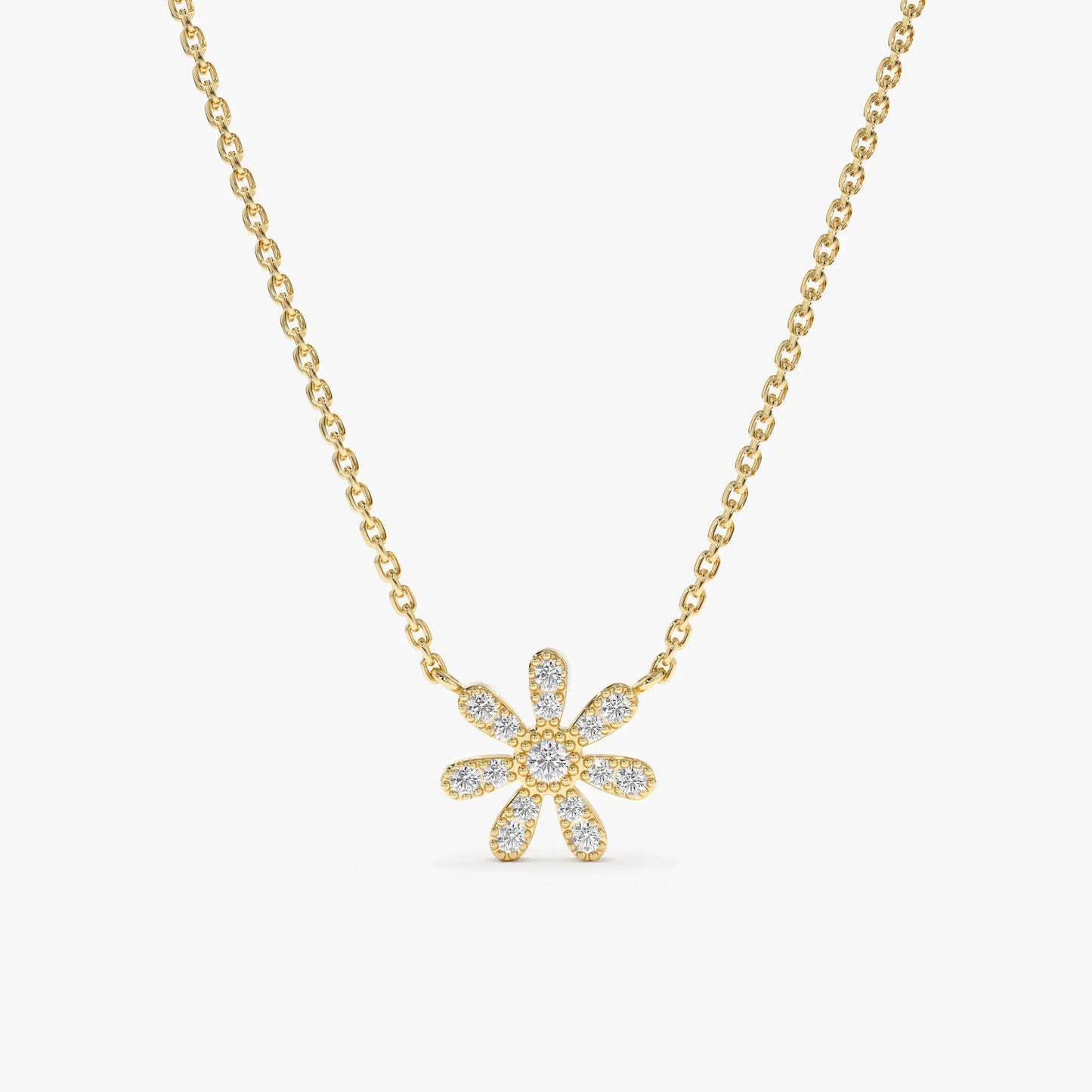 Round Cut Diamond Flower Necklace for Women