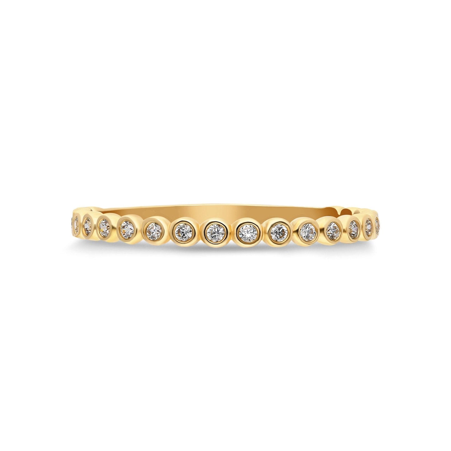 Round Cut Bezel Diamond Stacking Wedding Band