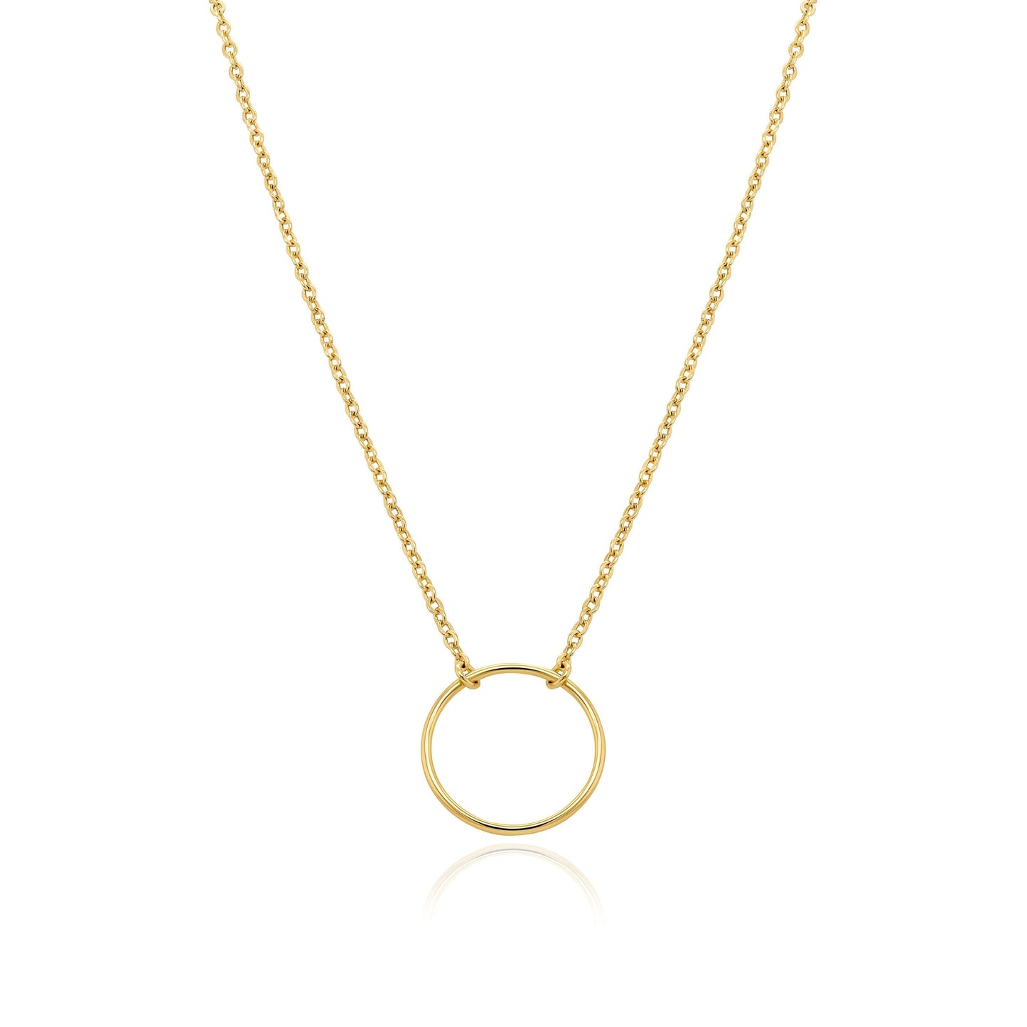 Circle Pendant Dainty Simple Necklace in 14K Solid Gold
