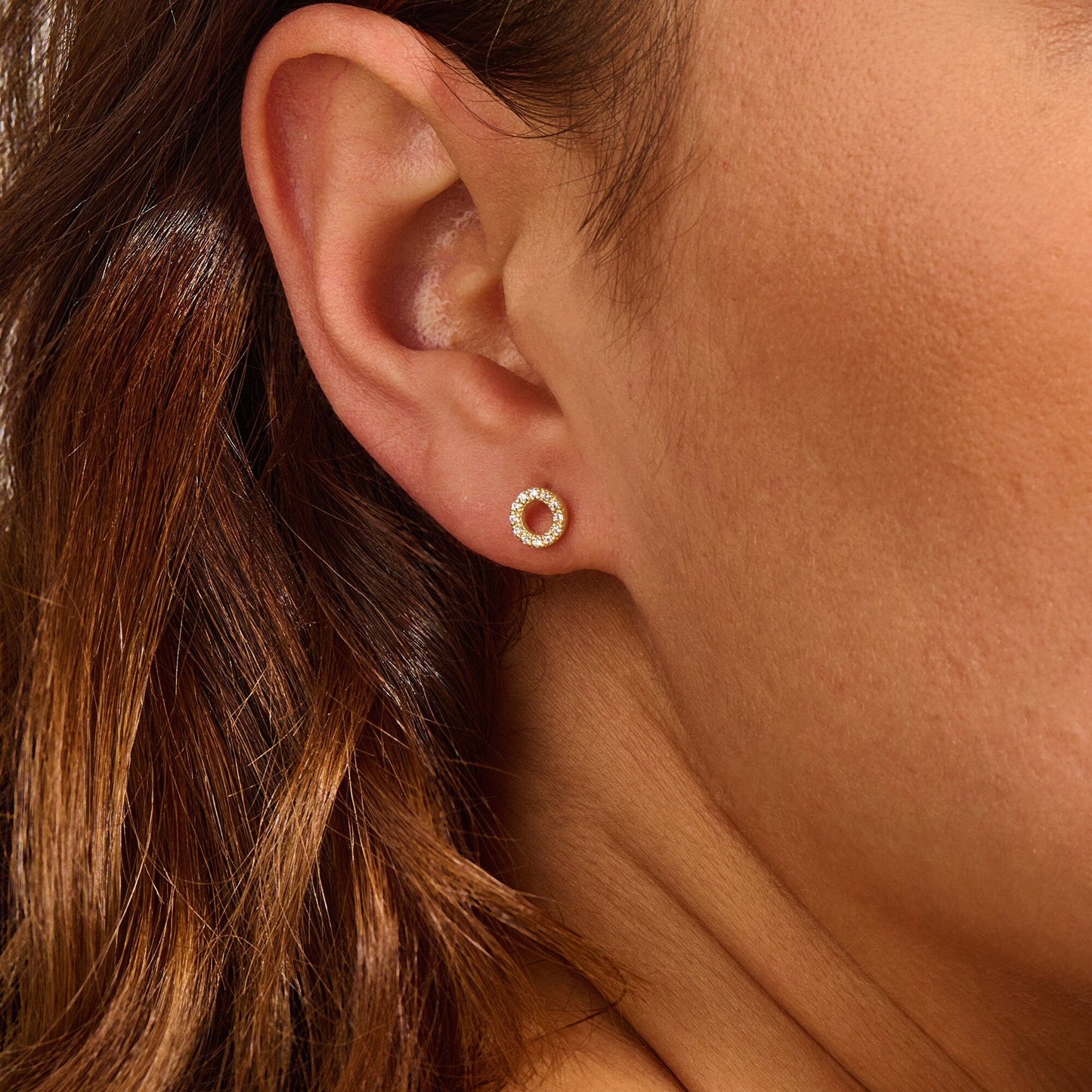 Circle Shape Moissanite Diamond Earring for Women 14K Solid Gold