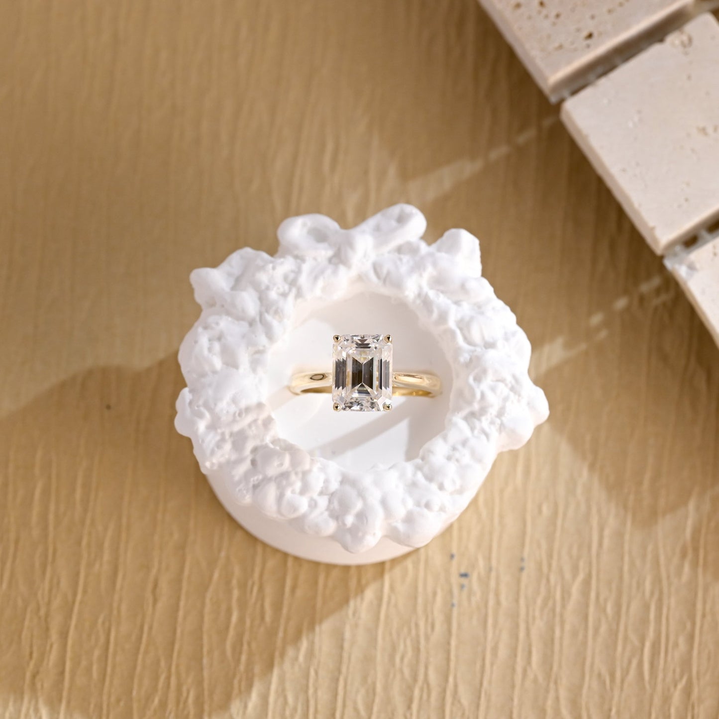 3.0 CT Emerald Cut Solitaire Diamond Moissanite Engagement Ring