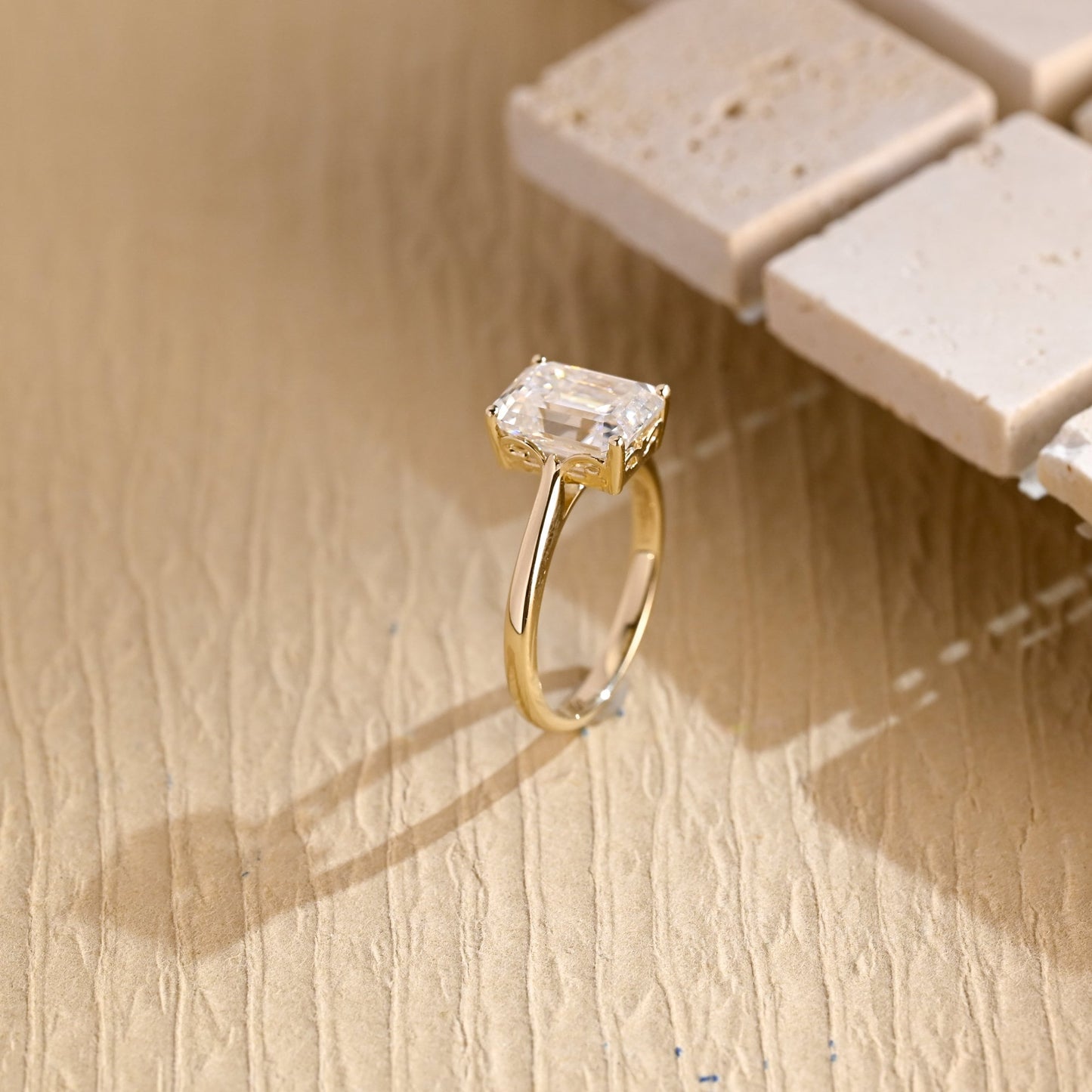 3.0 CT Emerald Cut Solitaire Diamond Moissanite Engagement Ring
