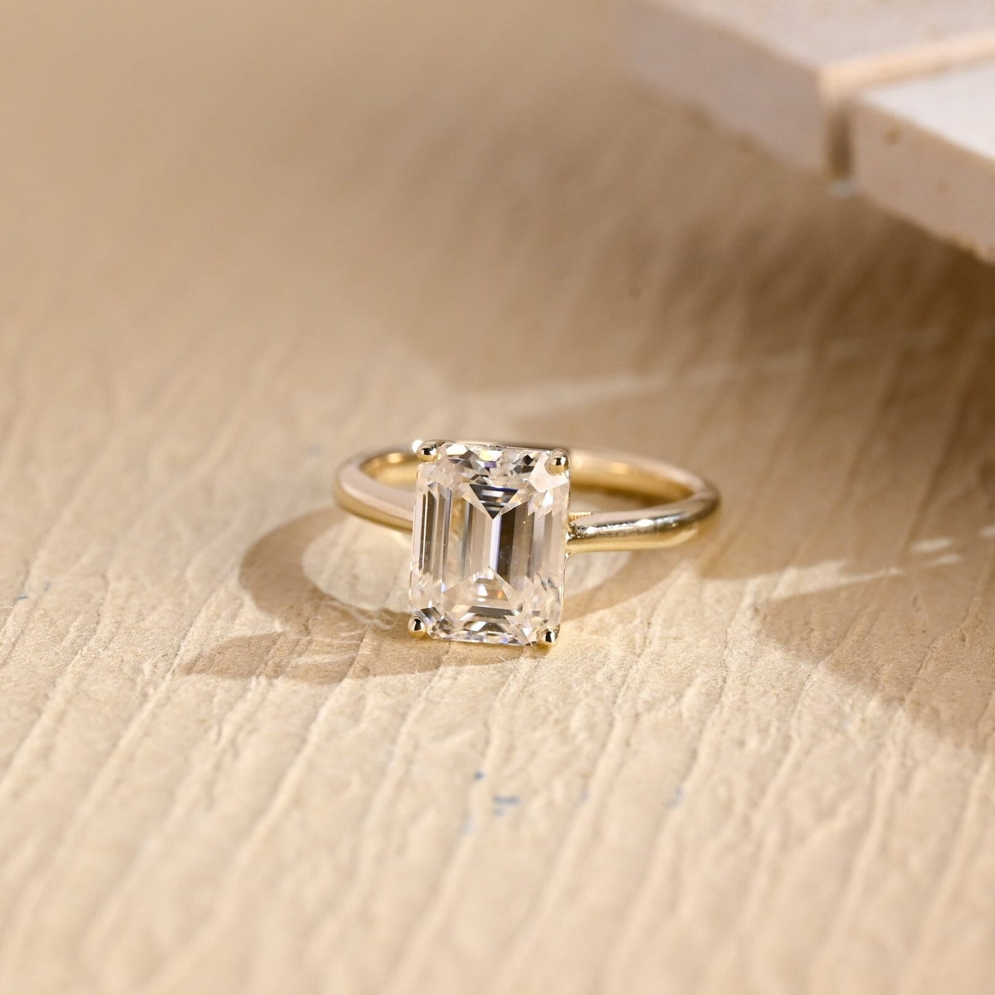 3.0 CT Emerald Cut Solitaire Diamond Moissanite Engagement Ring