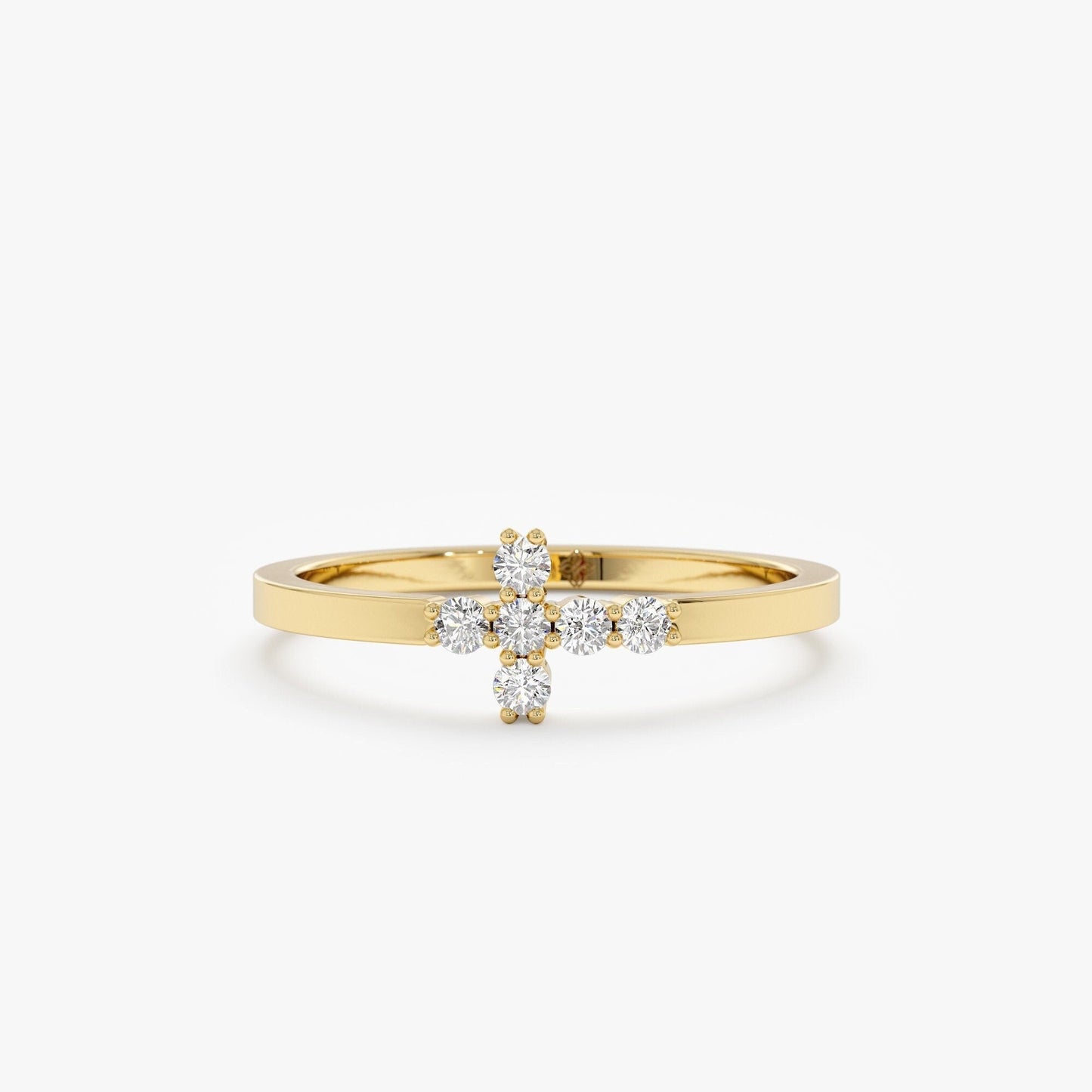 Round Cut Diamond Cross Wedding Band for Religious Gifts