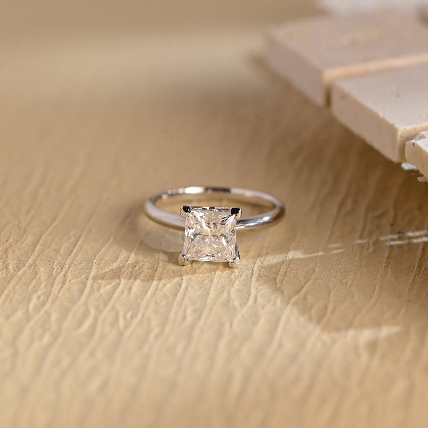 1.0 CT Princess Cut Diamond Moissanite Engagement Ring