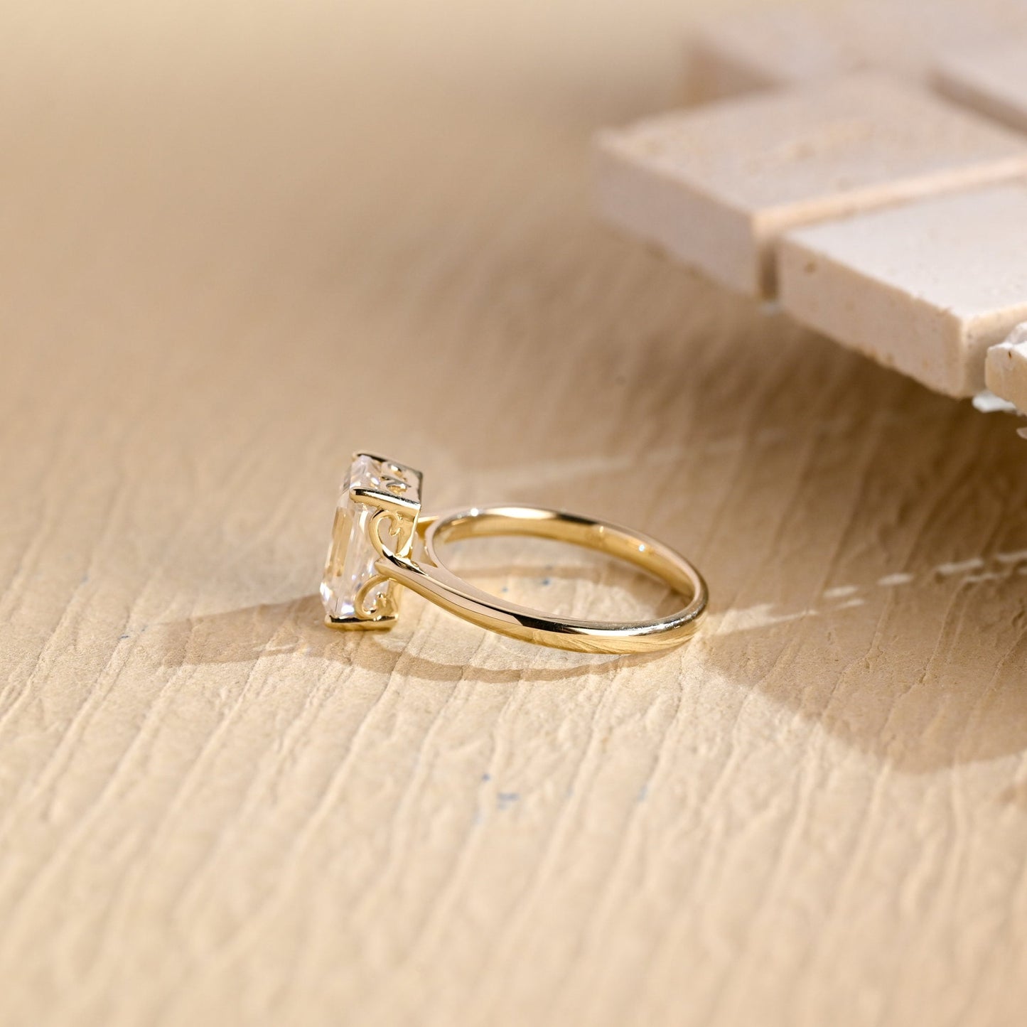 3.0 CT Emerald Cut Solitaire Diamond Moissanite Engagement Ring