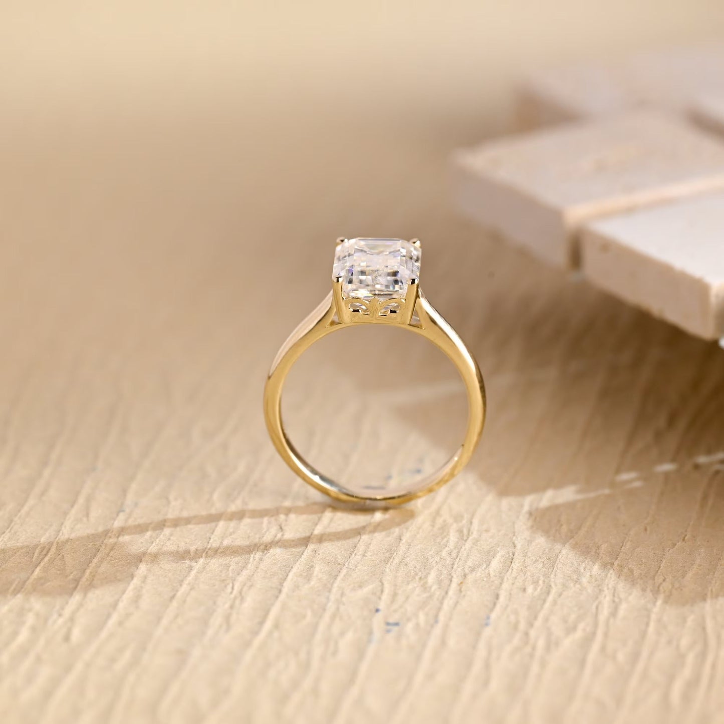 3.0 CT Emerald Cut Solitaire Diamond Moissanite Engagement Ring