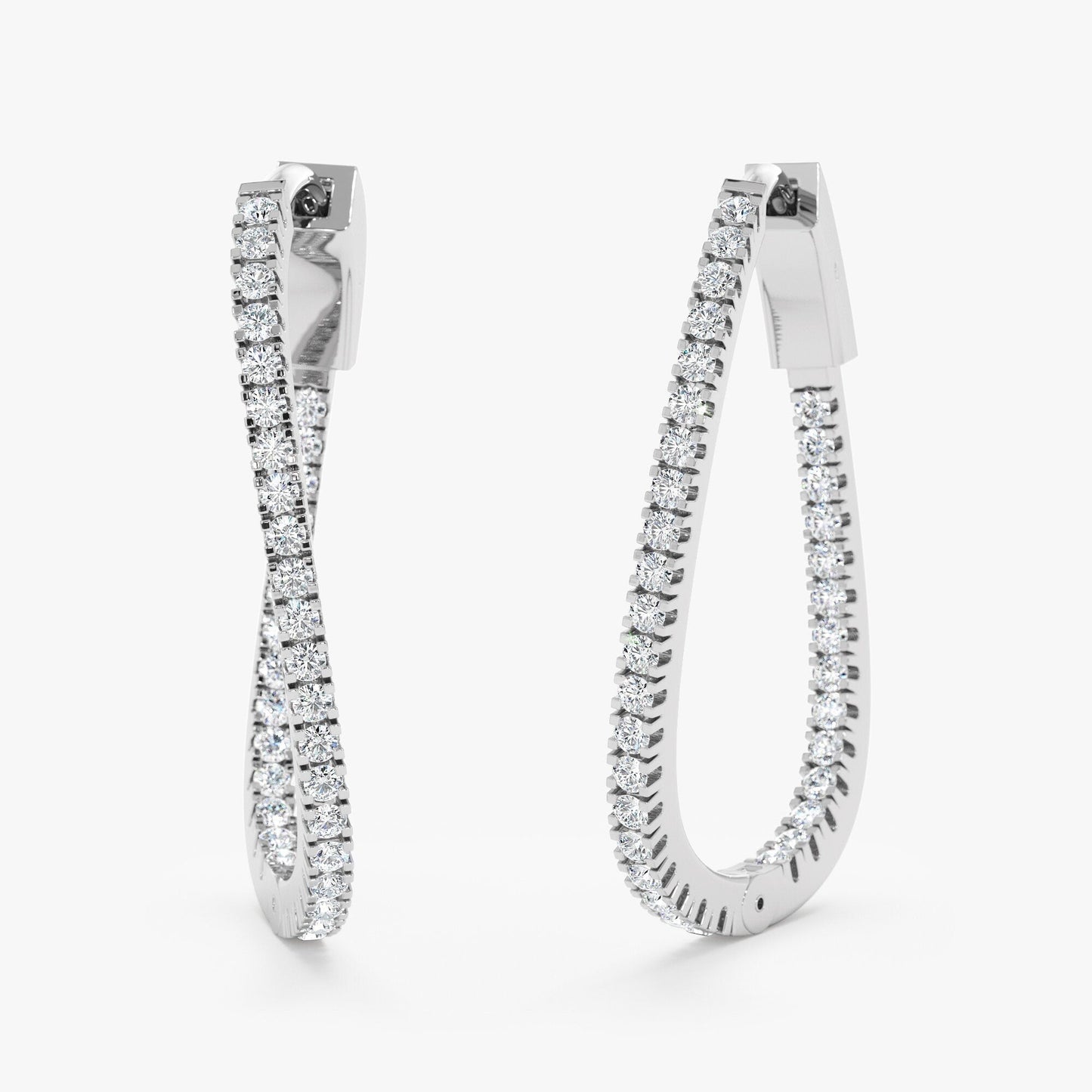 0.29CT Round Delicate Wave Moissanite Diamond Hoop Earring For Her