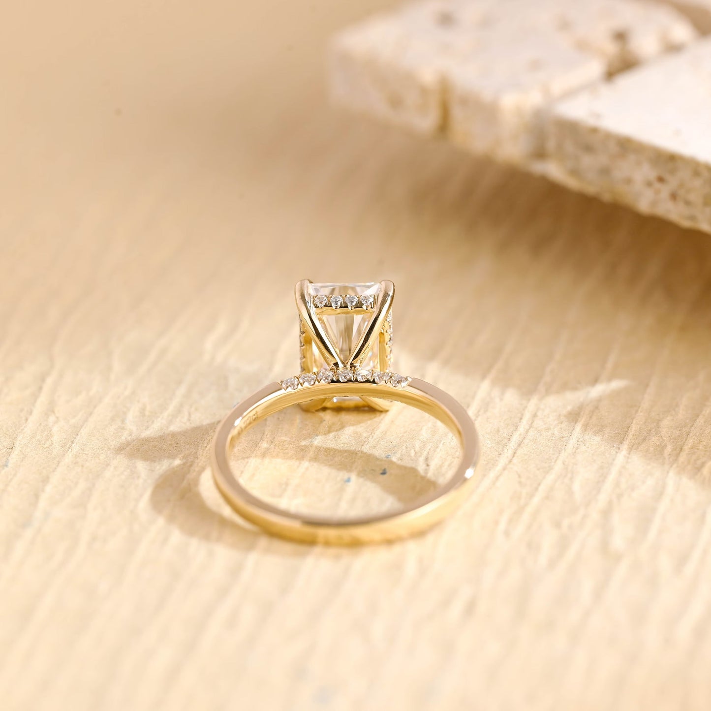 2.0CT Radiant Cut Hidden Halo Diamond Moissanite Engagement Ring