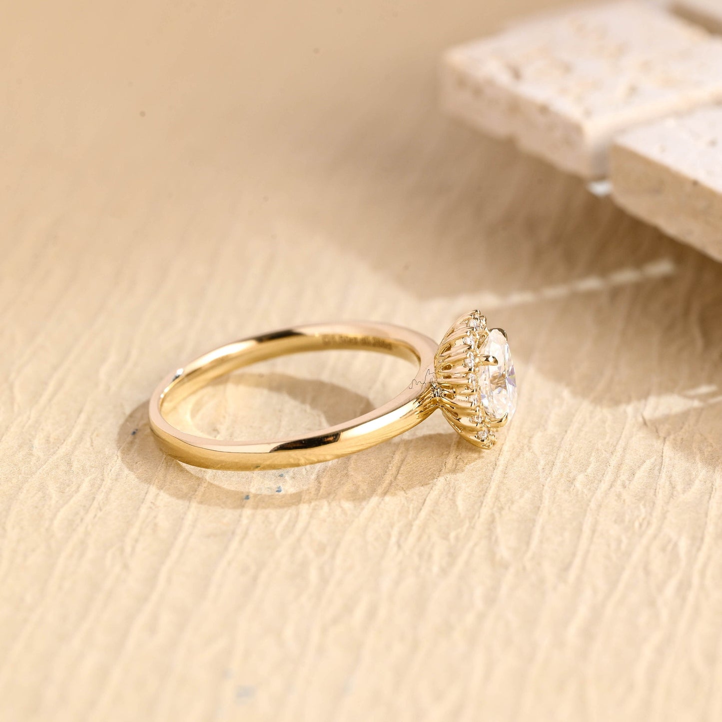 1.50CT Oval Cut Halo Diamond Moissanite Engagement Ring