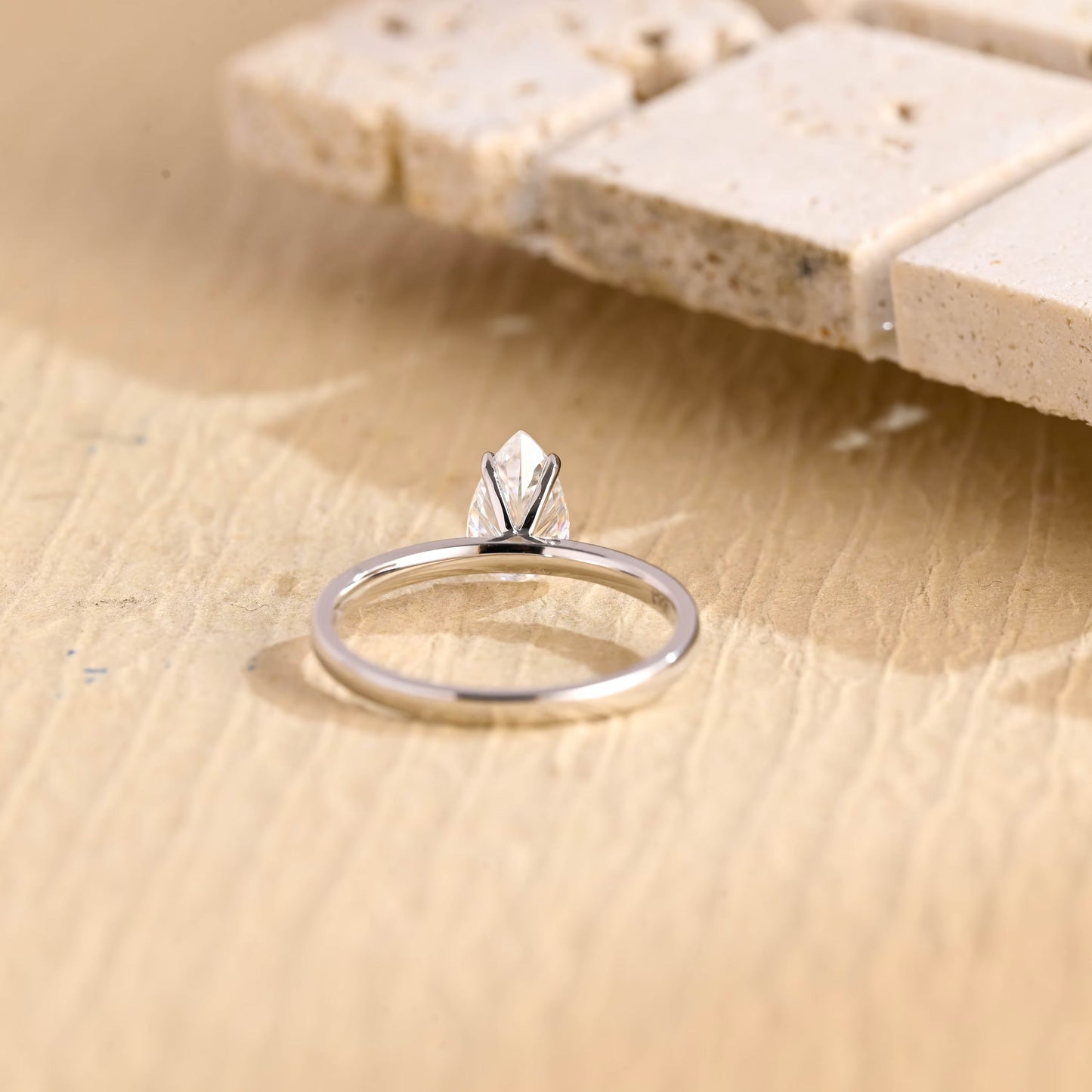 1.0 CT Pear Cut Diamond Solitaire Moissanite Engagement Ring
