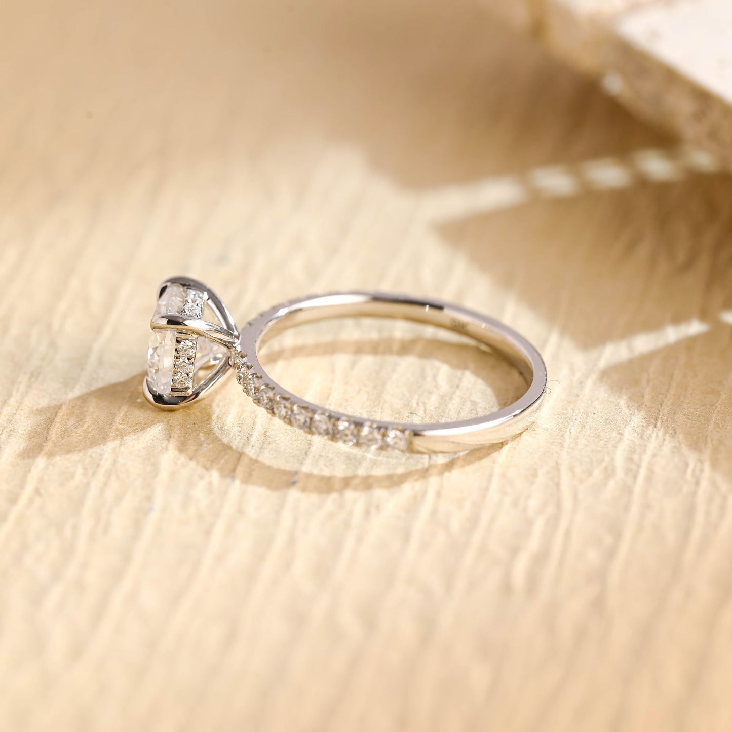 1.0 CT Cushion Cut Hidden Halo Moissanite Engagement Ring