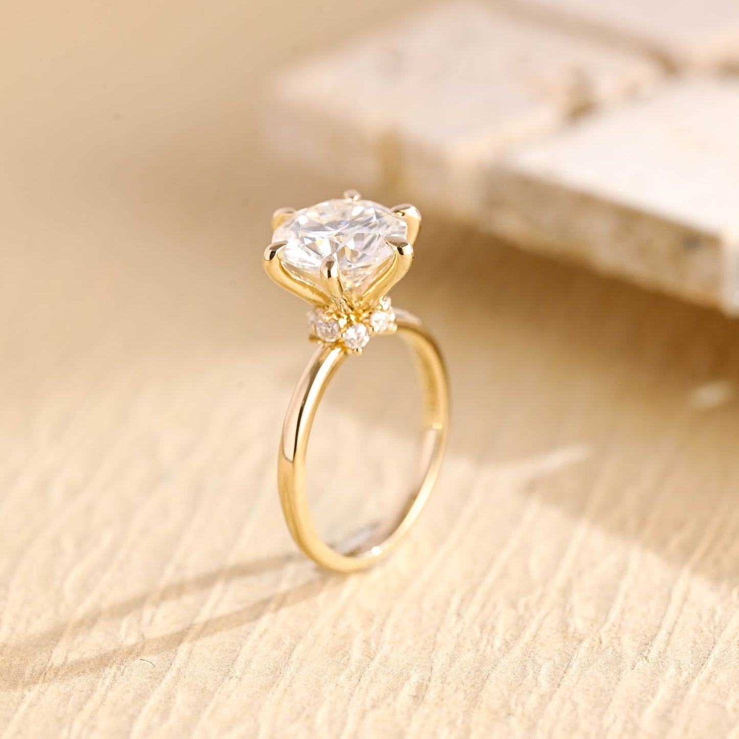 2.0 CT Round Brilliant Hidden Halo Diamond Moissanite Engagement Ring