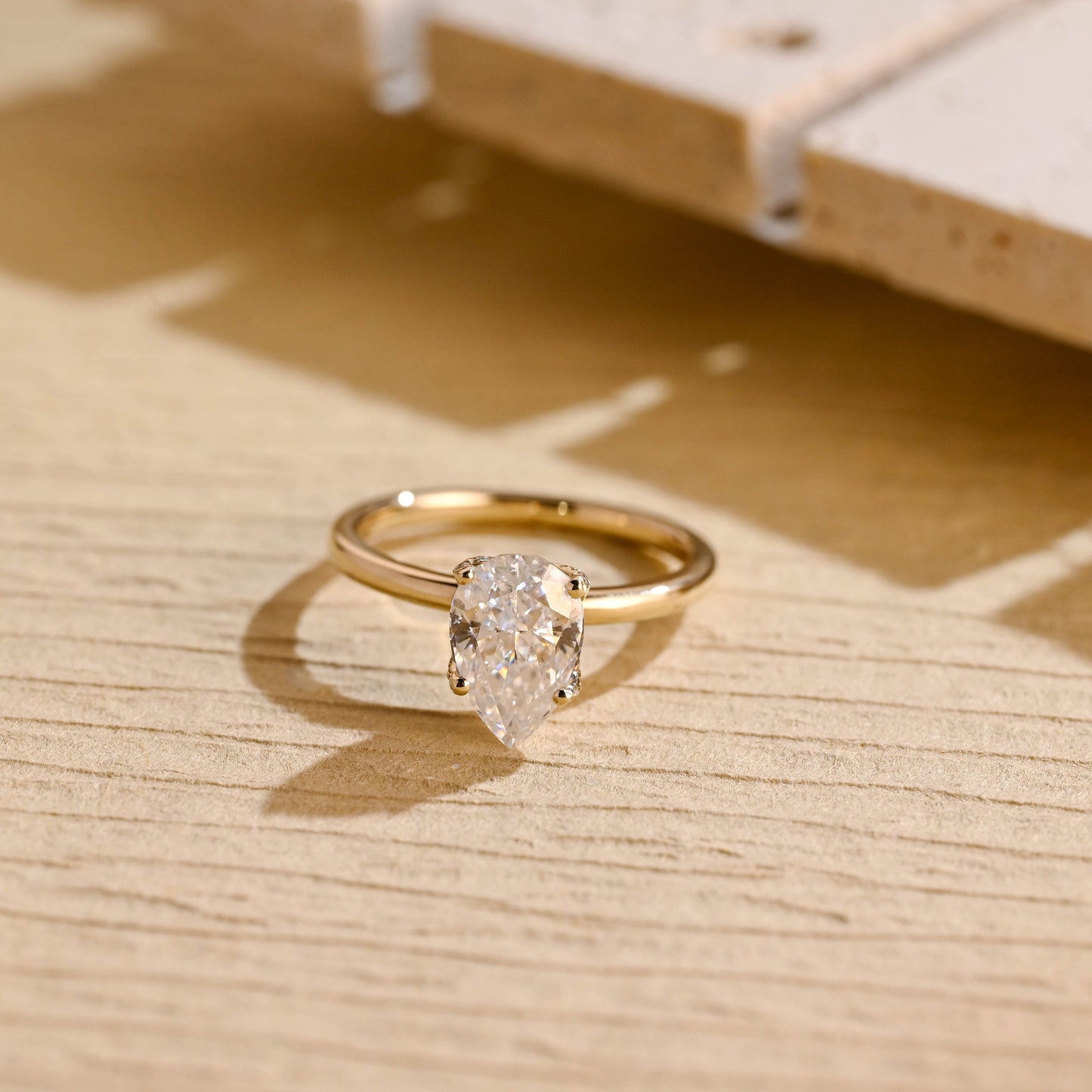 1.50 CT Pear Cut Hidden Diamond Moissanite Engagement Ring